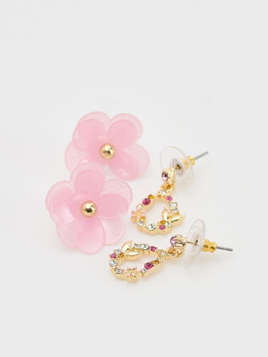 Pink Resin Details Earrings, Set Of 2, Multicolor, large image number 1