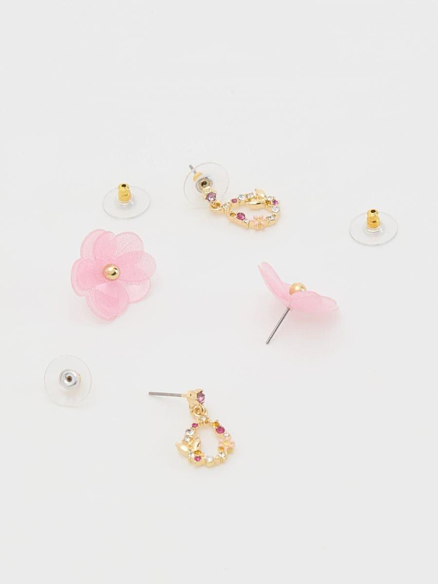 Pink Resin Details Earrings, Set Of 2, Multicolor, large image number 3