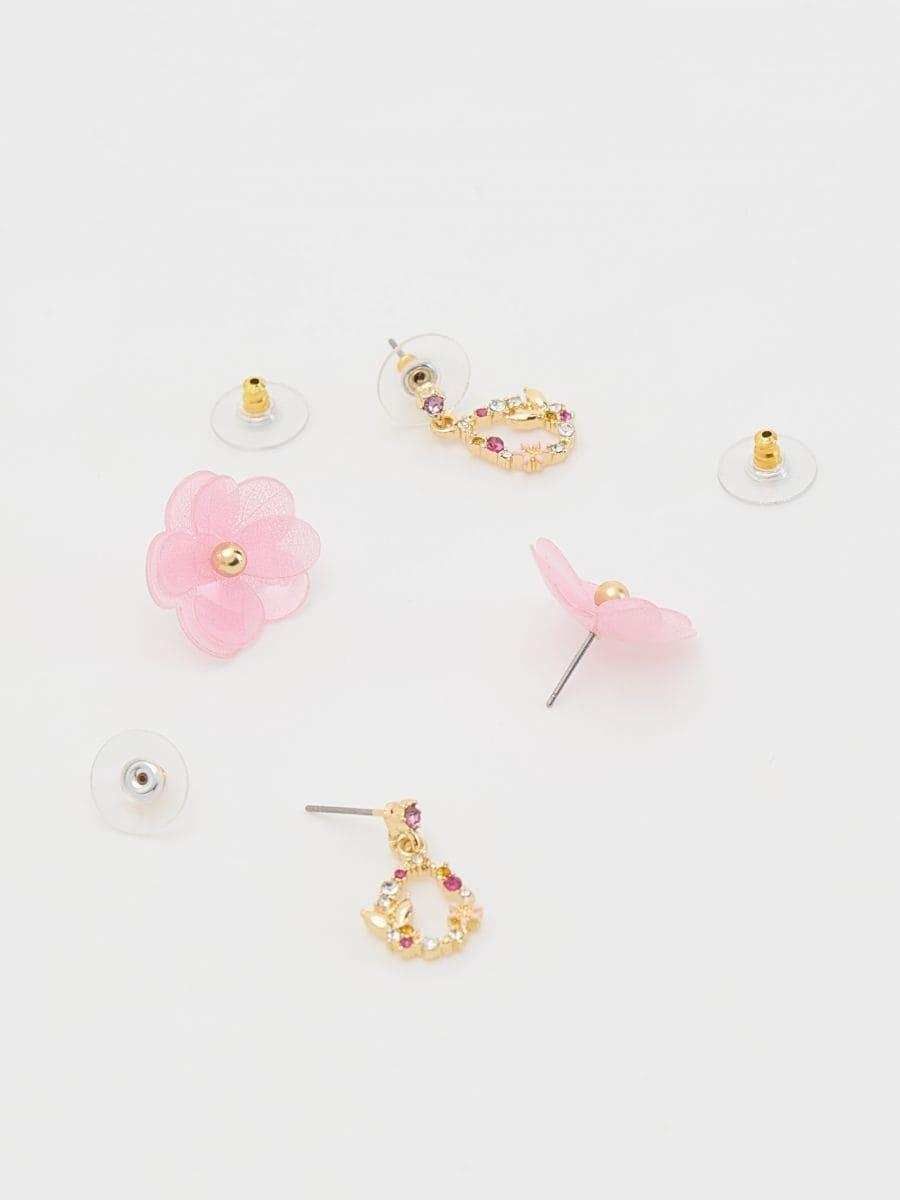 Pink Resin Details Earrings, Set Of 2, Multicolor, large image number 4