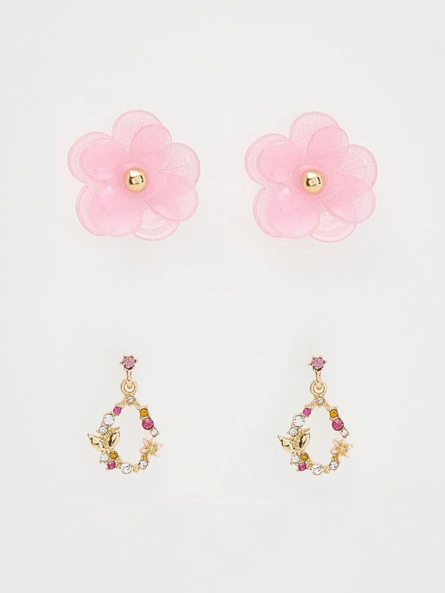 Pink Resin Details Earrings, Set Of 2, Multicolor, large image number 5