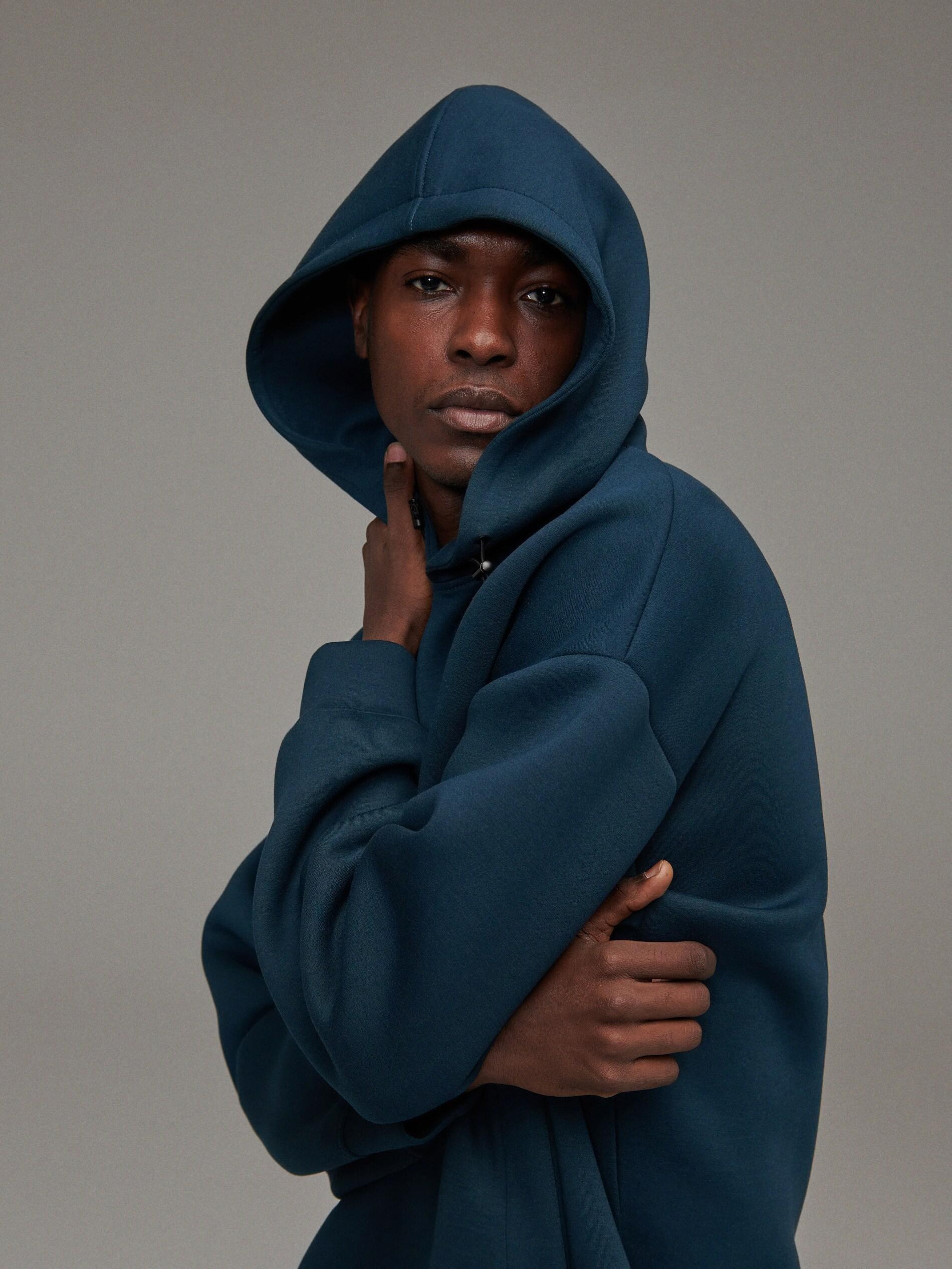 Green Sweatshirt With A Large Hood, , large image number 1