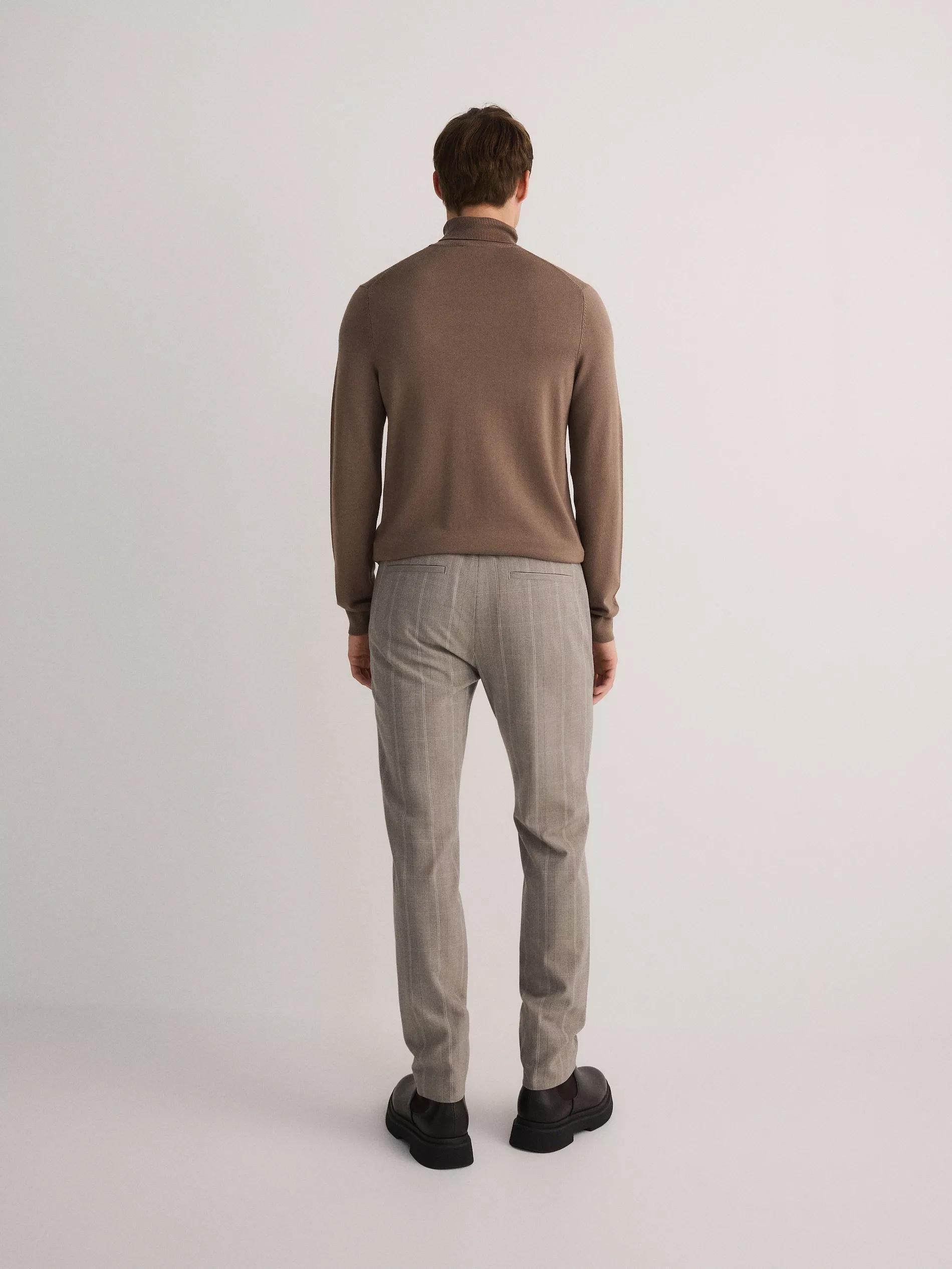 Beige Checkered Chinos, , large image number 3