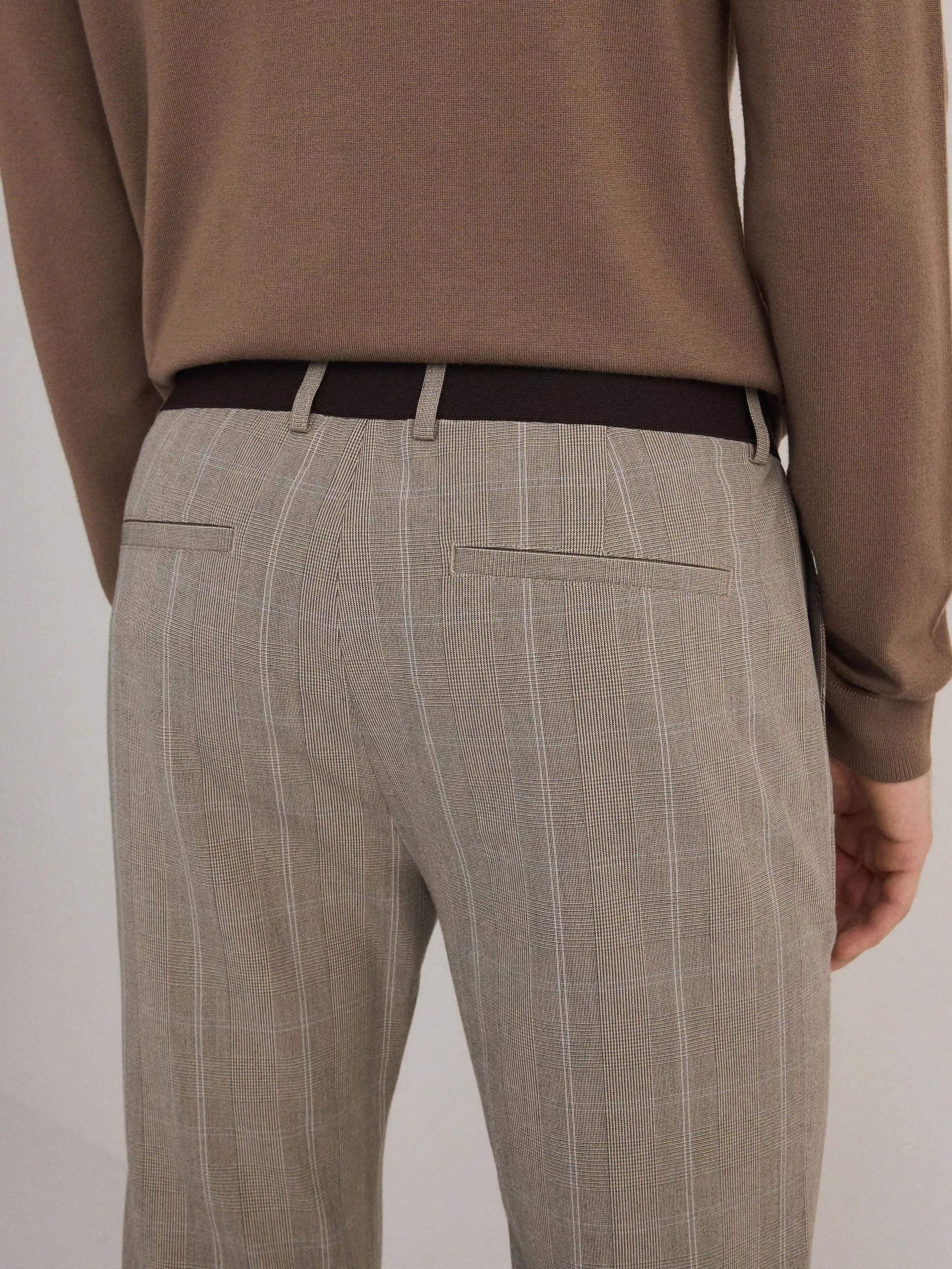 Beige Checkered Chinos, , large image number 4