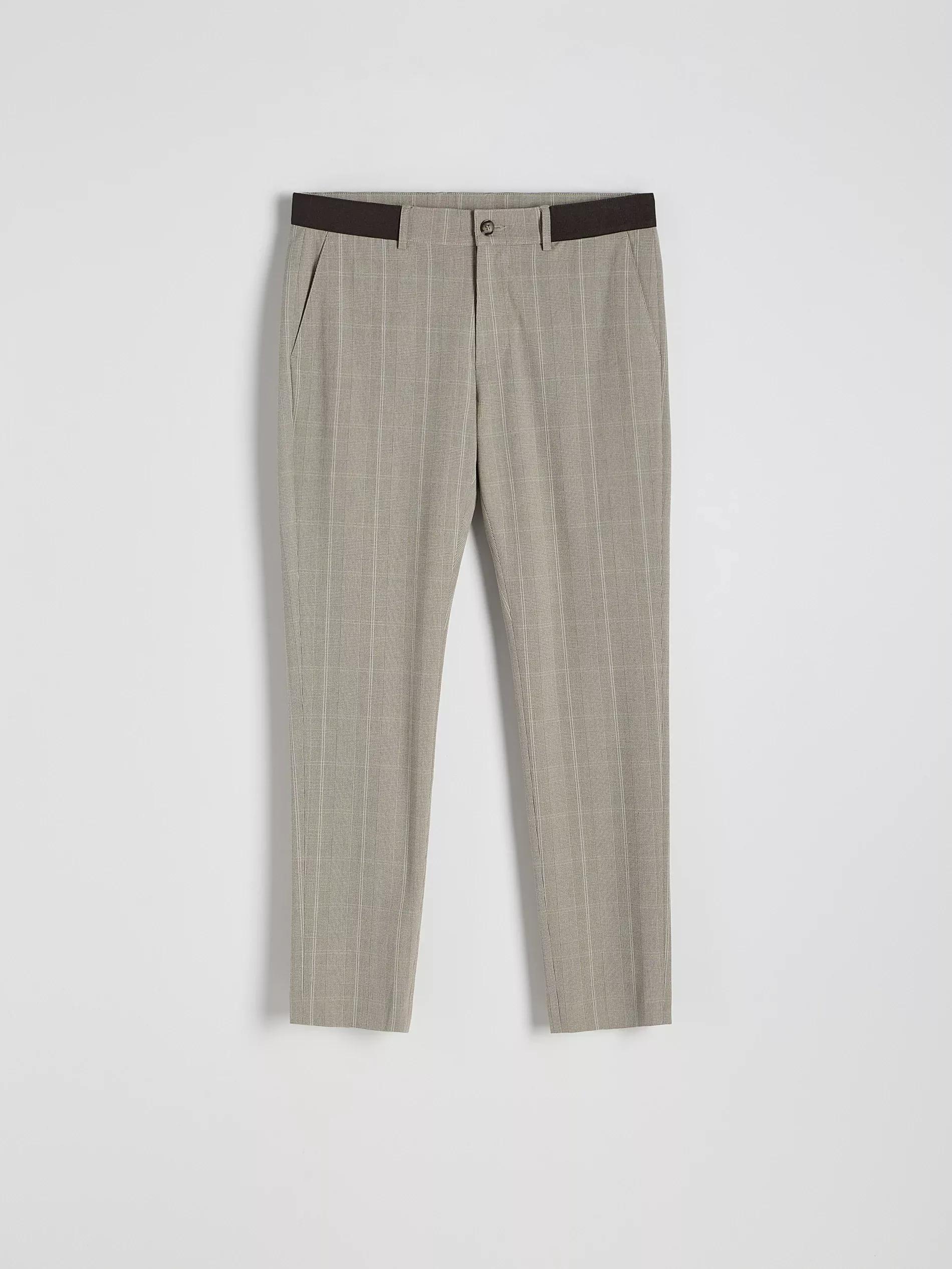 Beige Checkered Chinos, , large image number 5