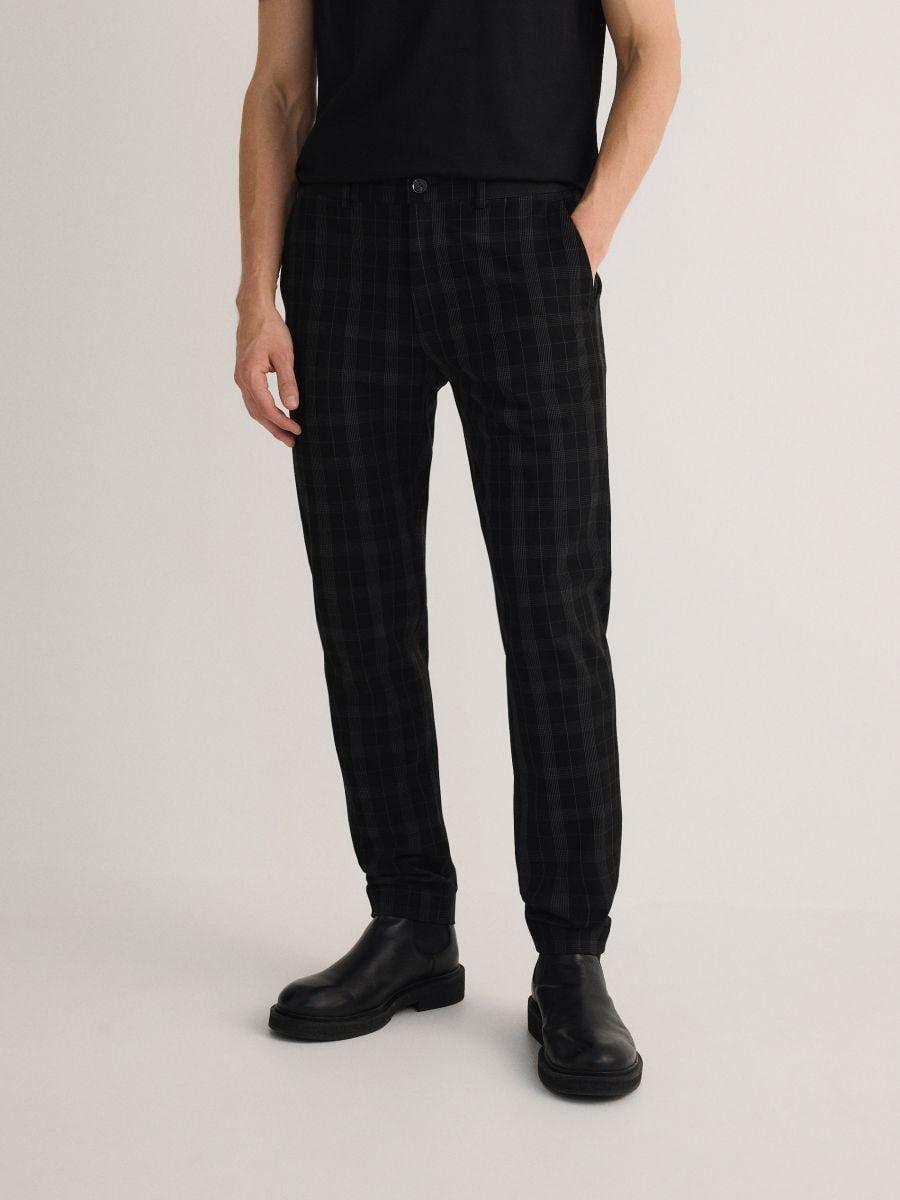 Black Checked Chino Pants, , large image number 0