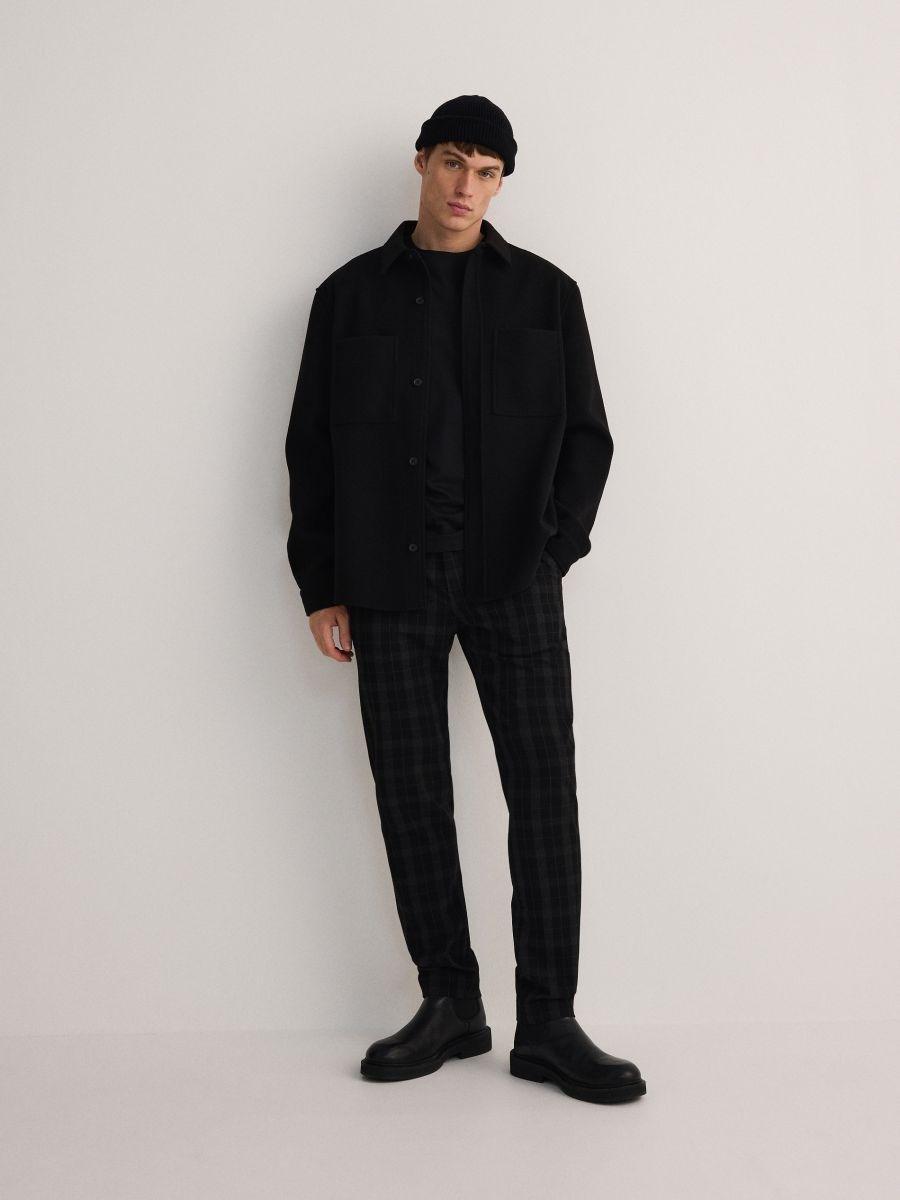 Black Checked Chino Pants, , large image number 1