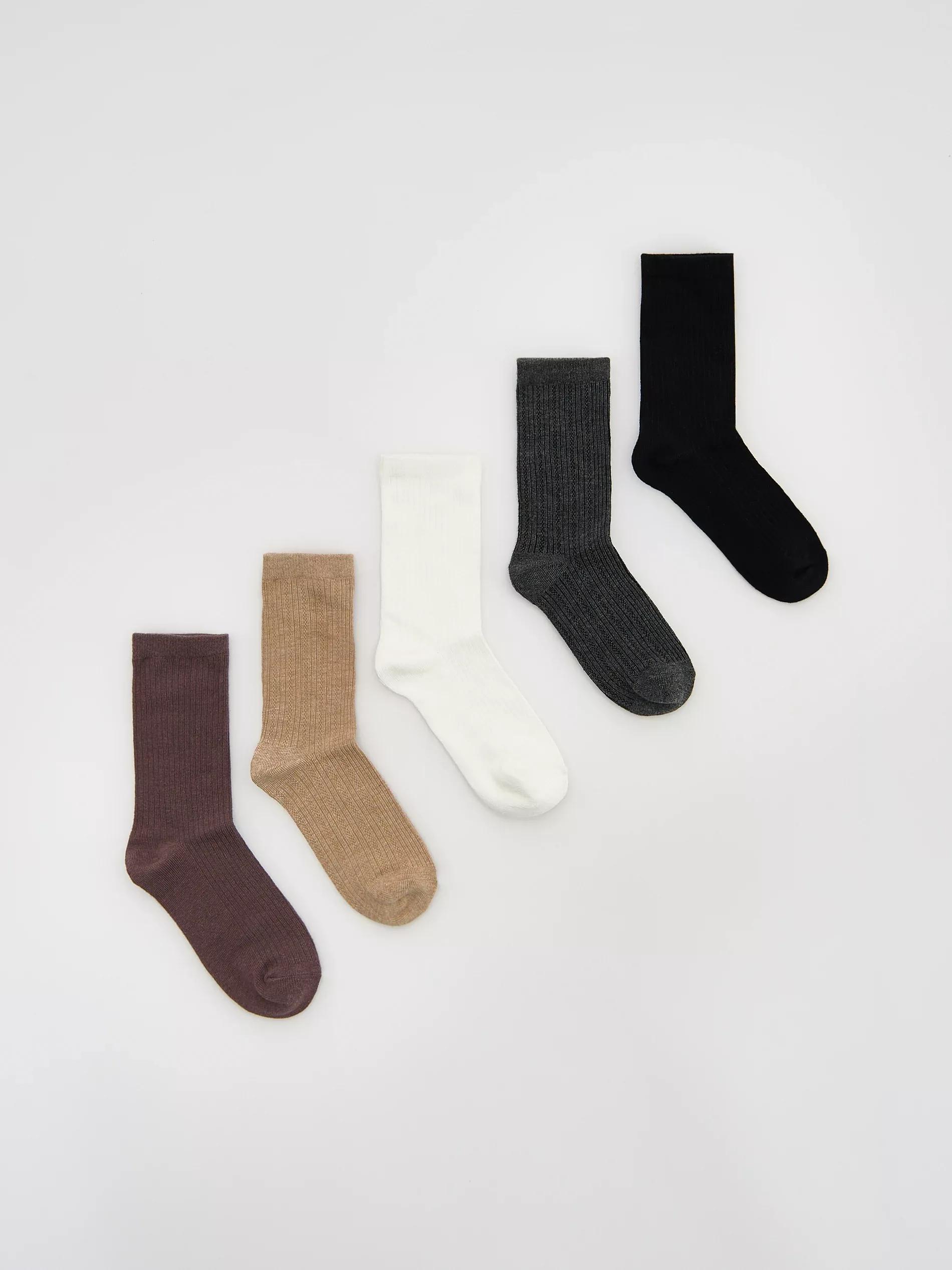 Black Long Socks 5 Pack, Black, large image number 0