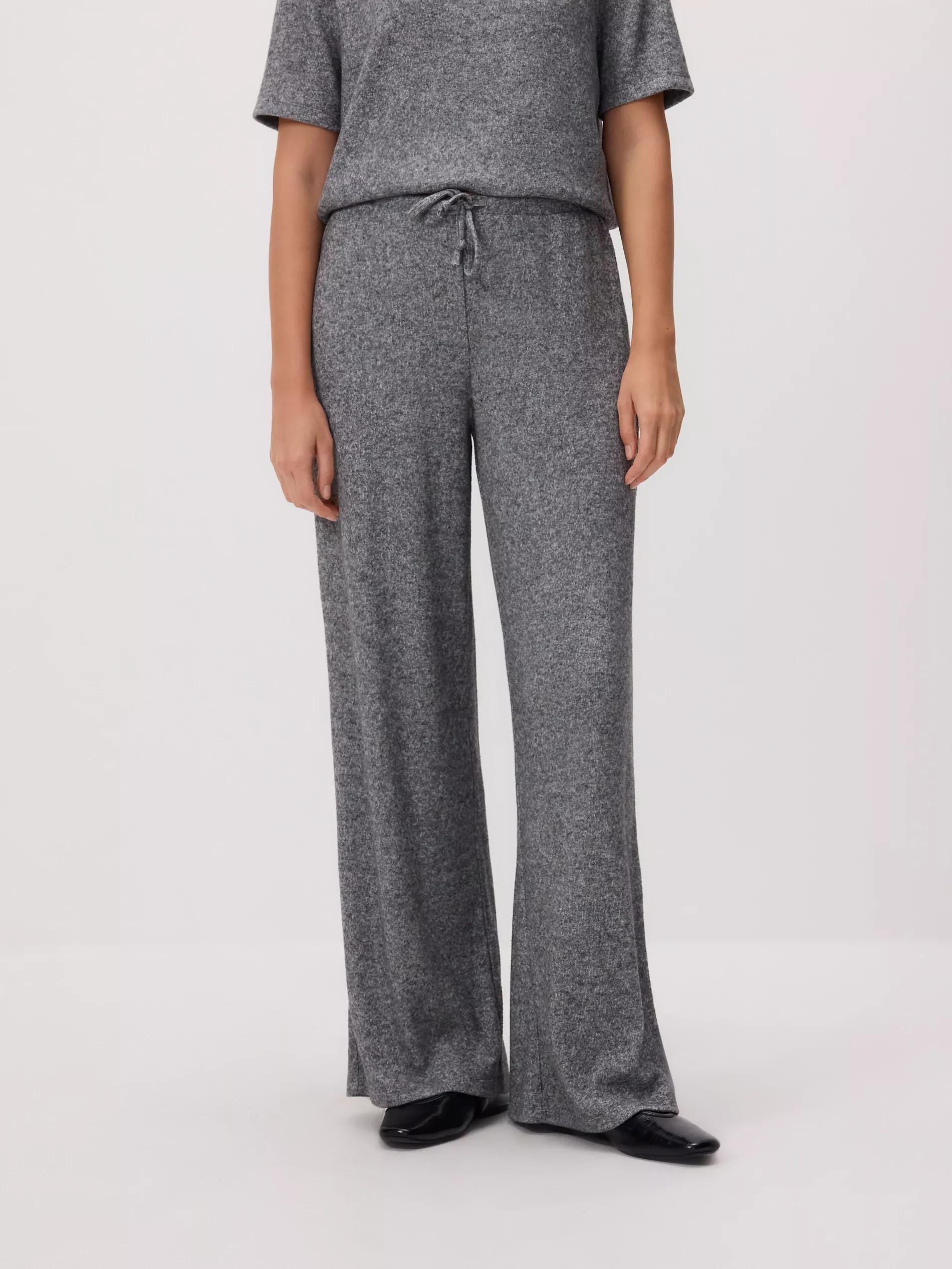 LIGHT GREY Knit trousers with tie, Light grey, large image number 0