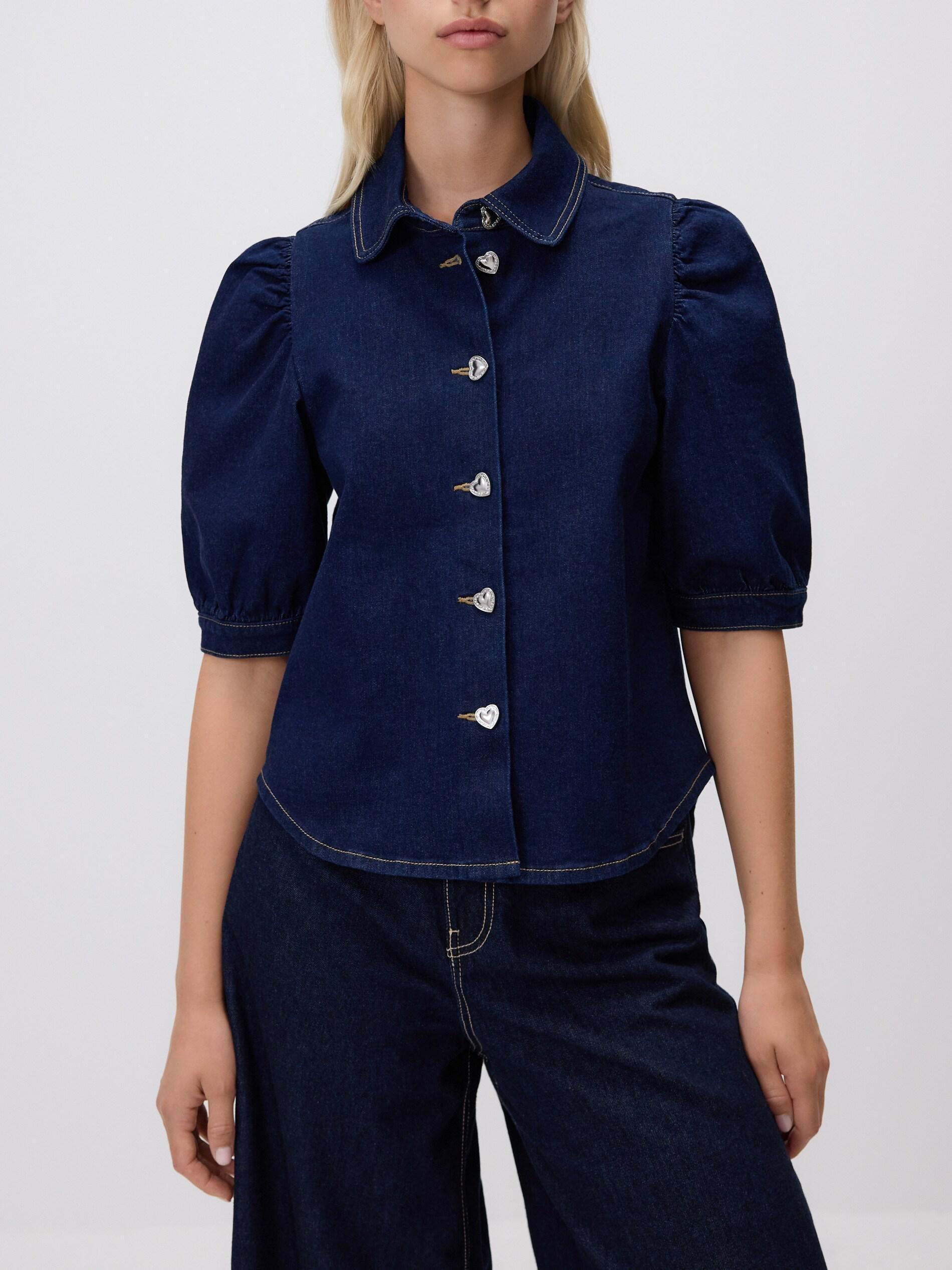 NAVY Denim shirt with decorative buttons, Navy, large image number 1
