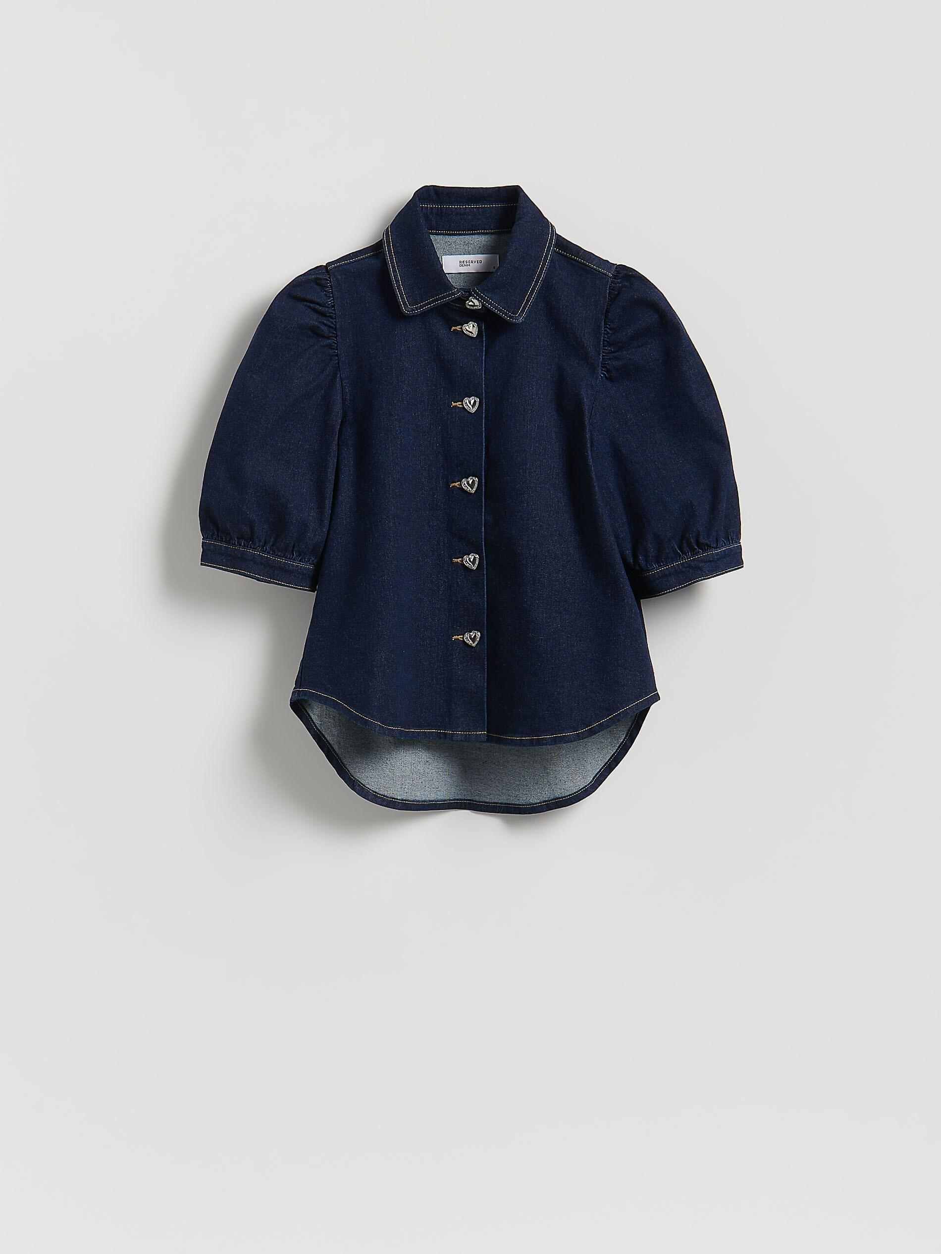 NAVY Denim shirt with decorative buttons, Navy, large image number 4