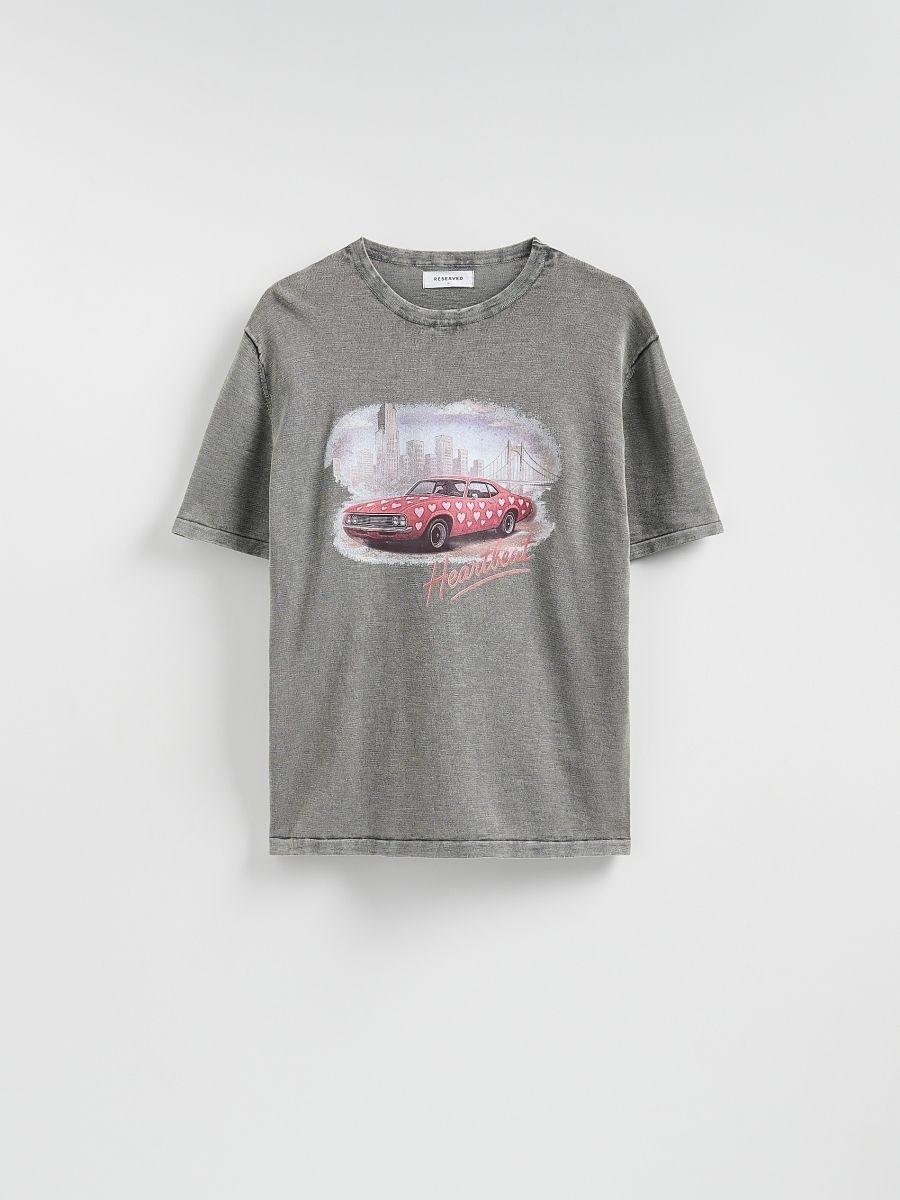 Grey T-Shirt With Print, Grey, large image number 0