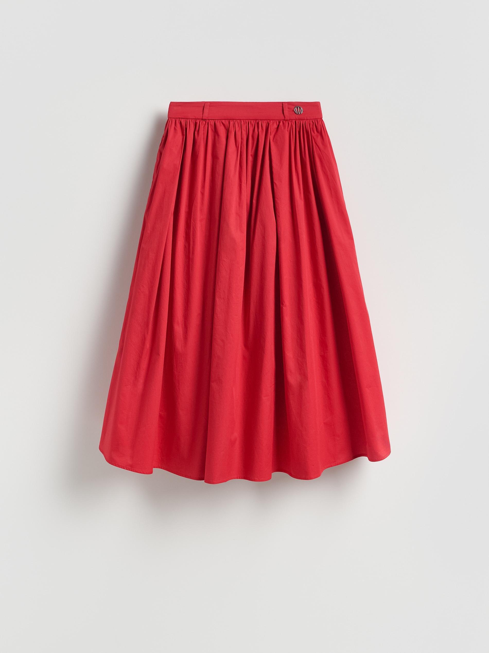 Red Cotton Midi Skirt, Red, large image number 3