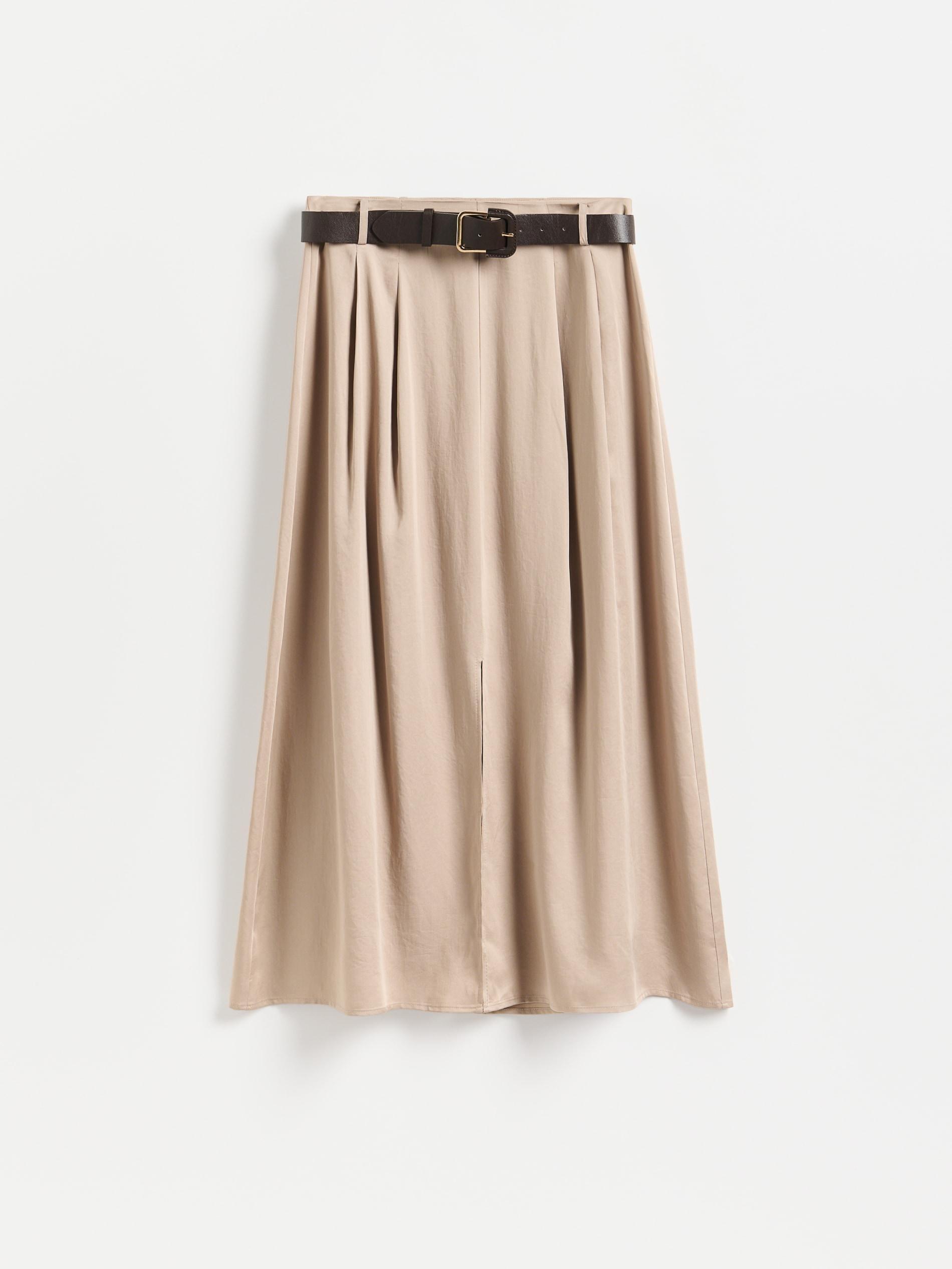 تنورة ميدي مع حزام بيج, Beige, large image number 4