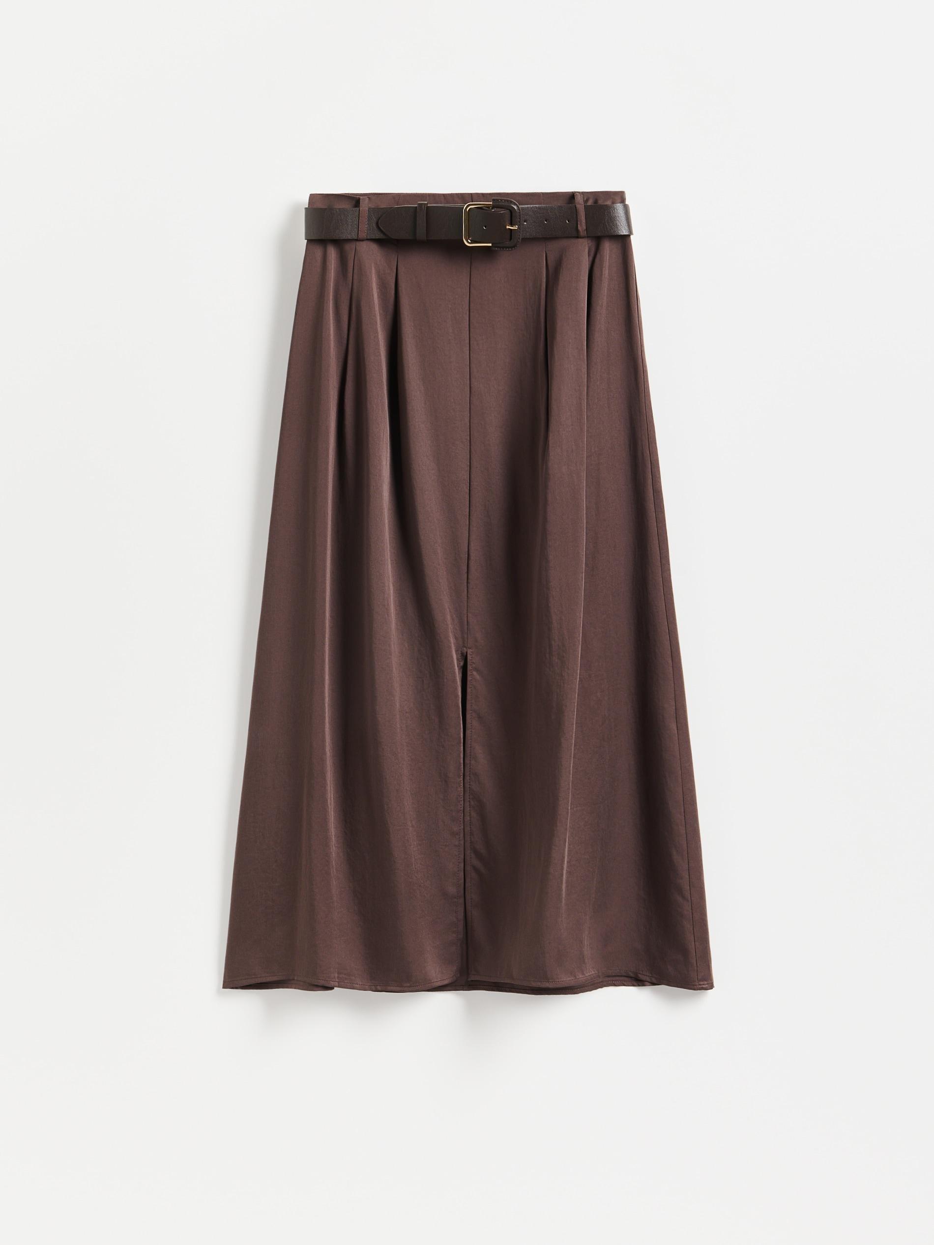 تنورة ميدي مع حزام بني, Brown, large image number 4
