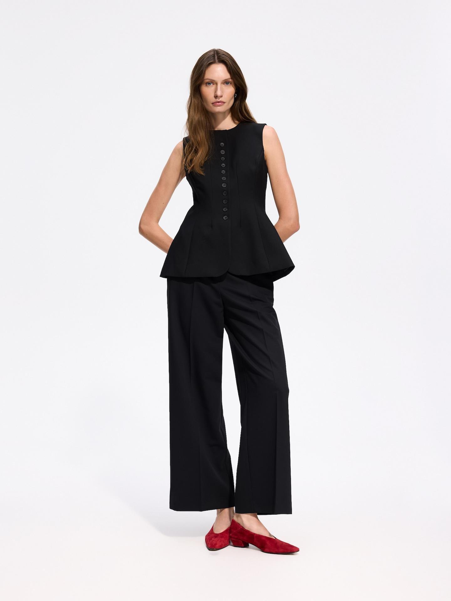 Black Viscose Blend Vest, Black, medium