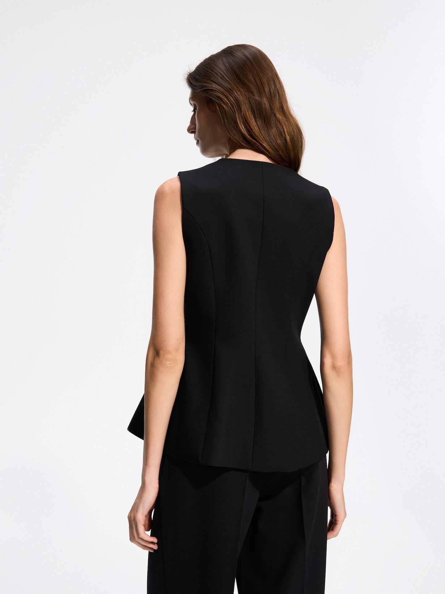 Black Viscose Blend Vest, Black, large image number 3