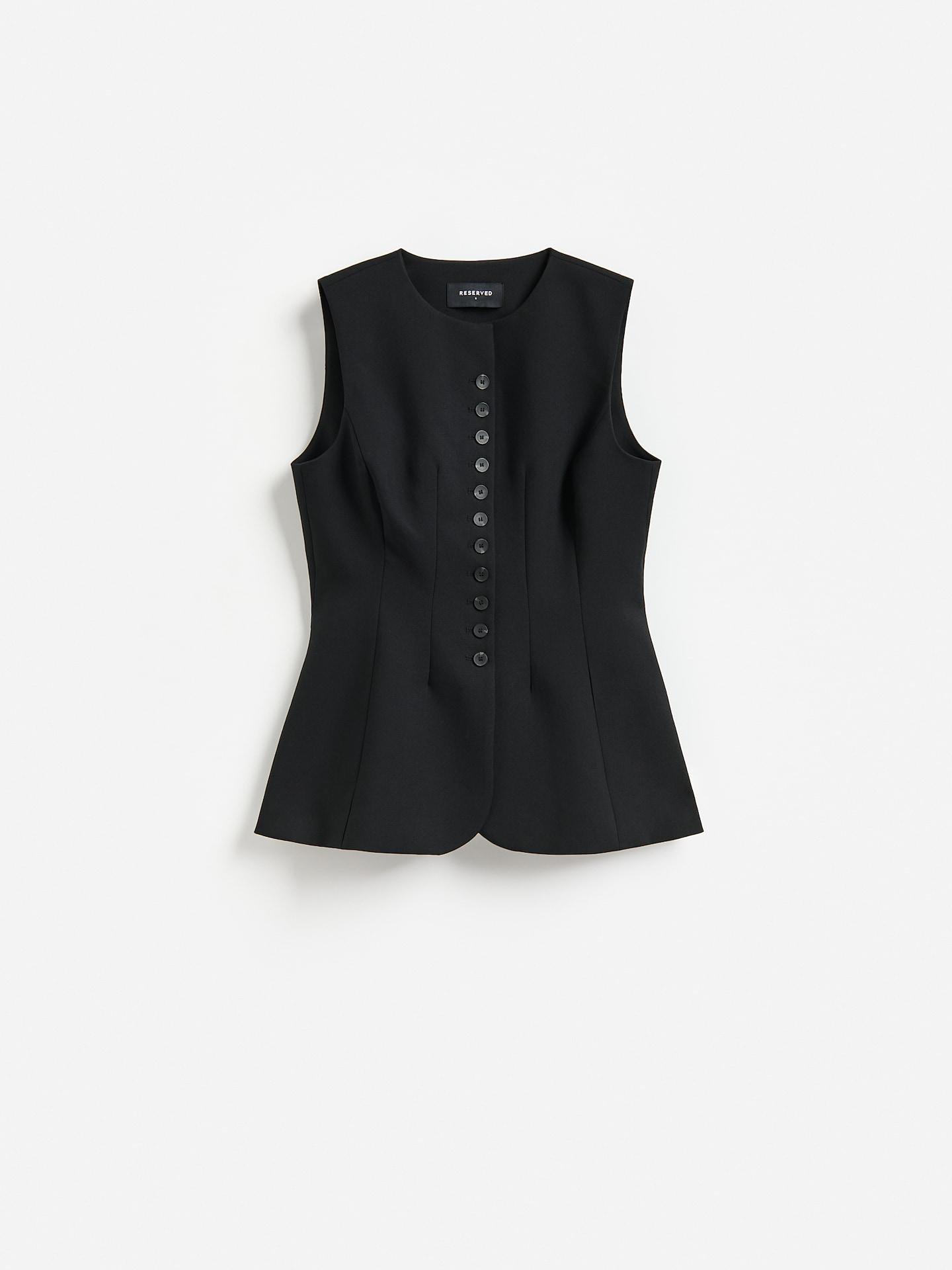 Black Viscose Blend Vest, Black, large image number 4