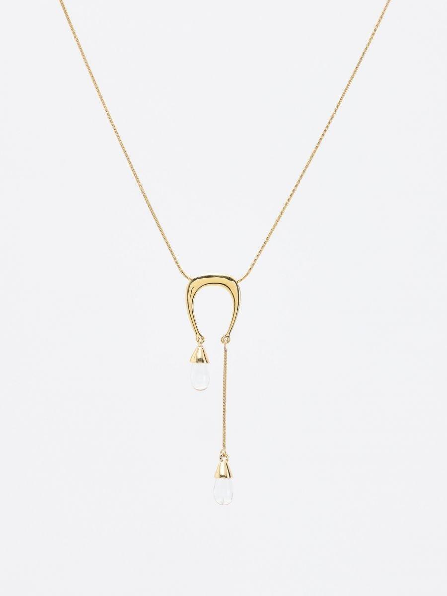 Gold Long Pendant Necklace, Golden, large image number 3