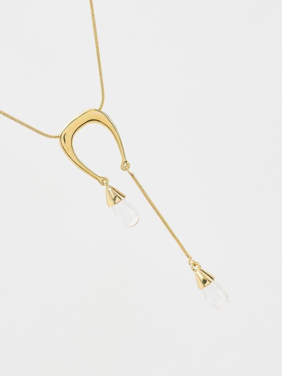 Gold Long Pendant Necklace, Golden, large image number 5