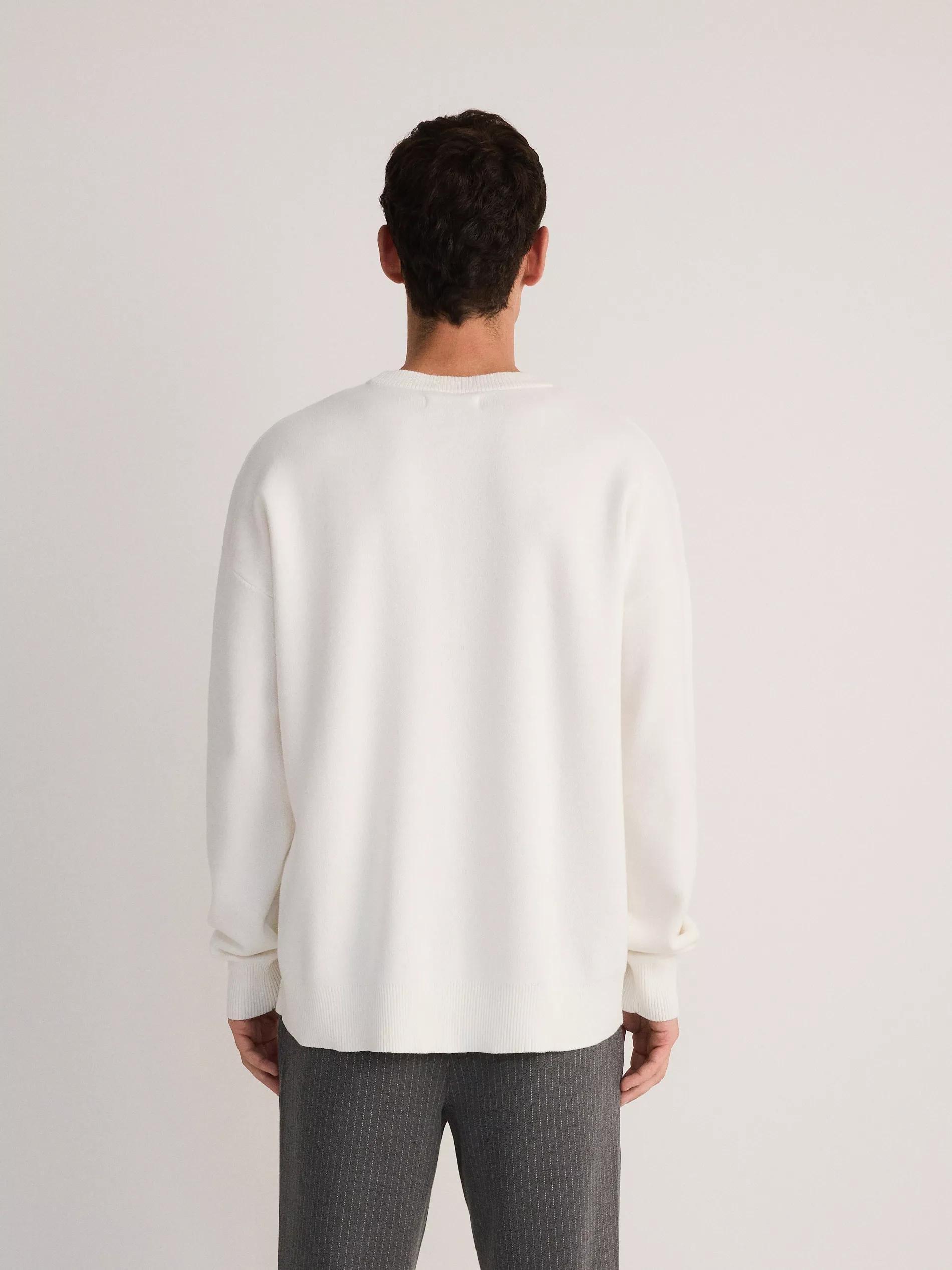 White Basic Monochromatic Sweater, , large image number 3