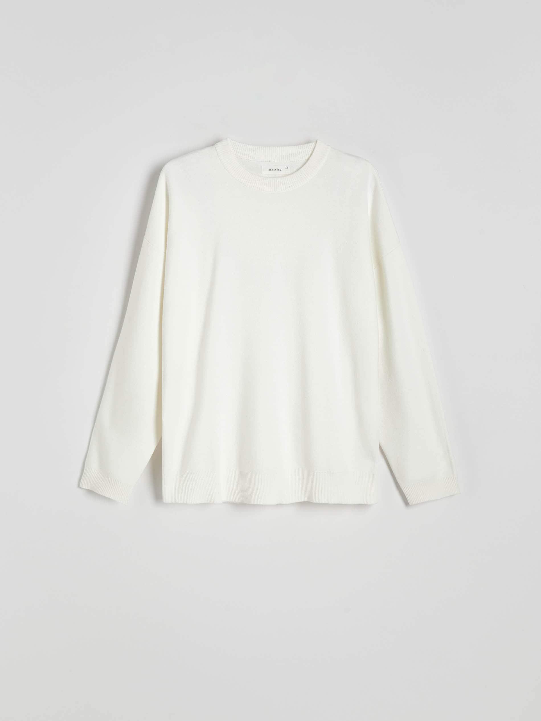 White Basic Monochromatic Sweater, , large image number 4