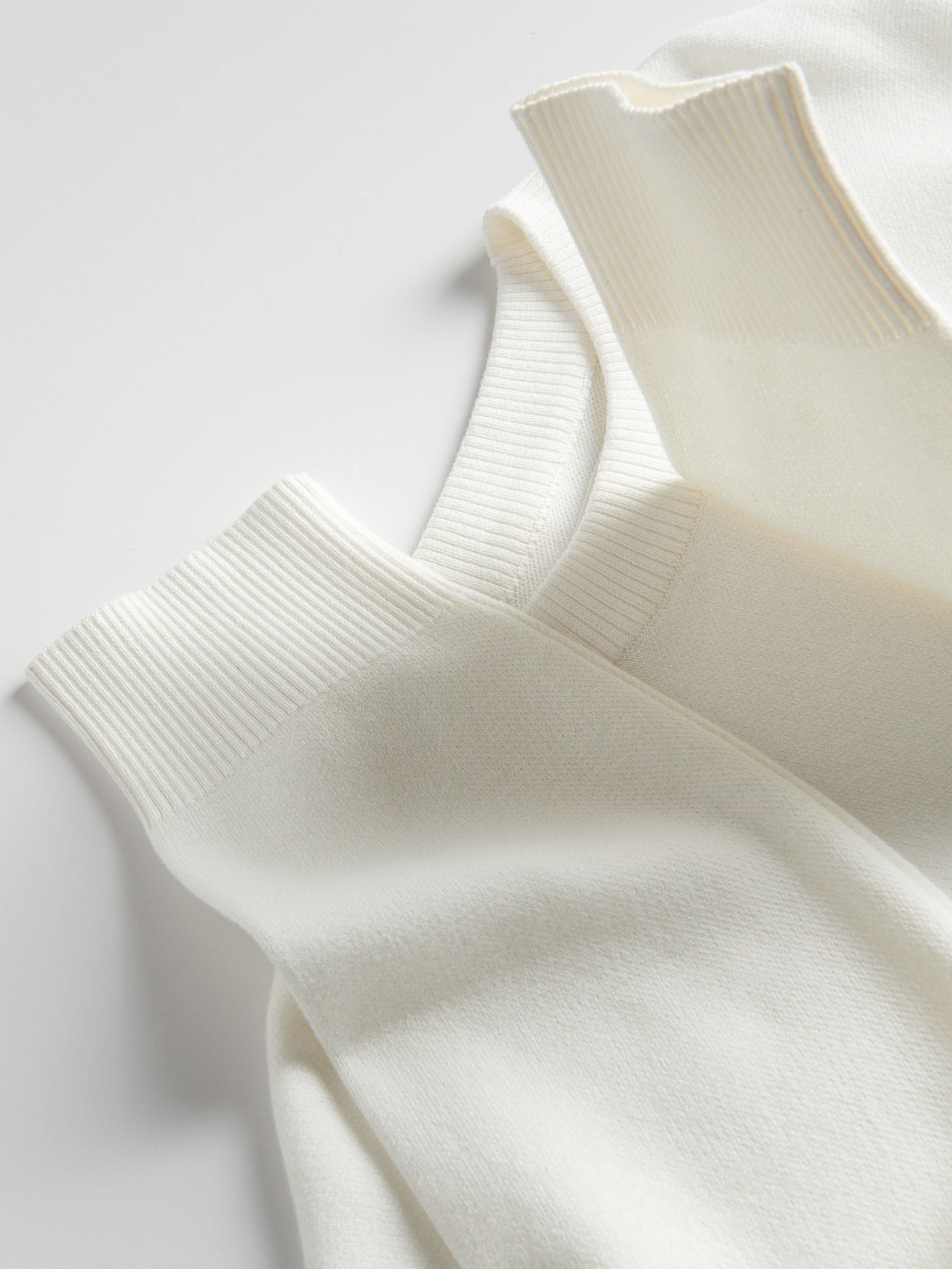 White Basic Monochromatic Sweater, , large image number 5