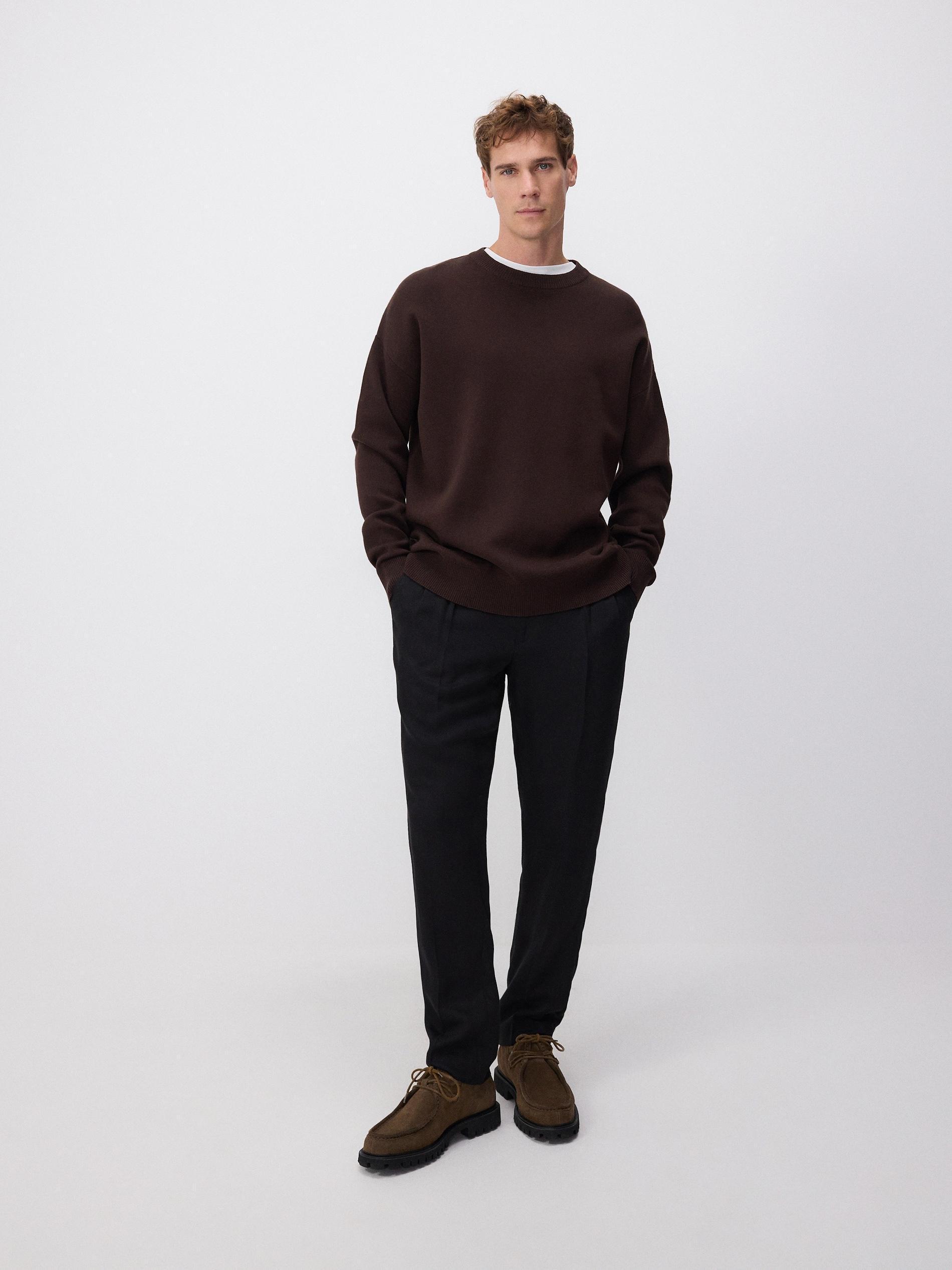 Brown Basic Monochromatic Sweater, , large image number 1
