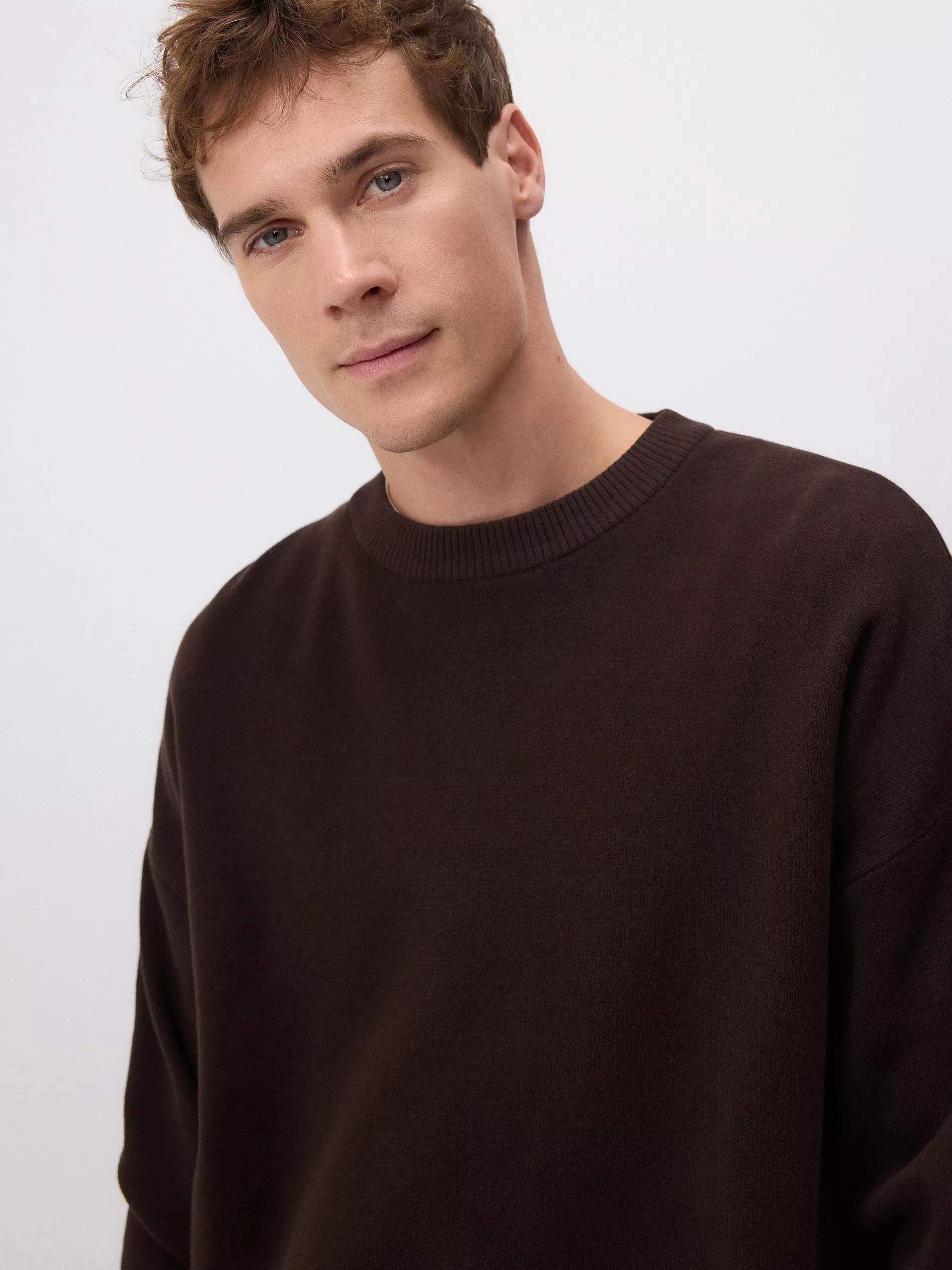 Brown Basic Monochromatic Sweater, , large image number 2