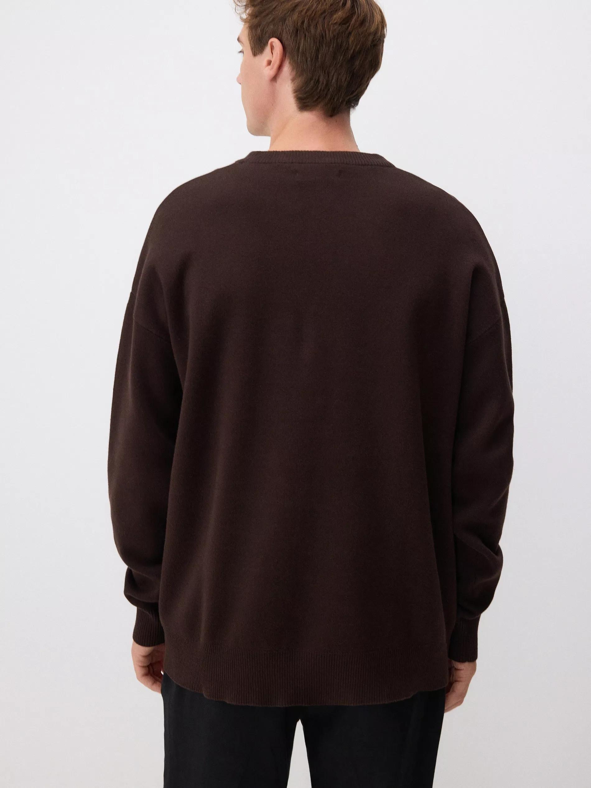 Brown Basic Monochromatic Sweater, , large image number 3