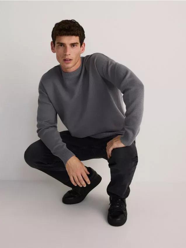 Grey Basic Monochromatic Sweater, , large image number 0