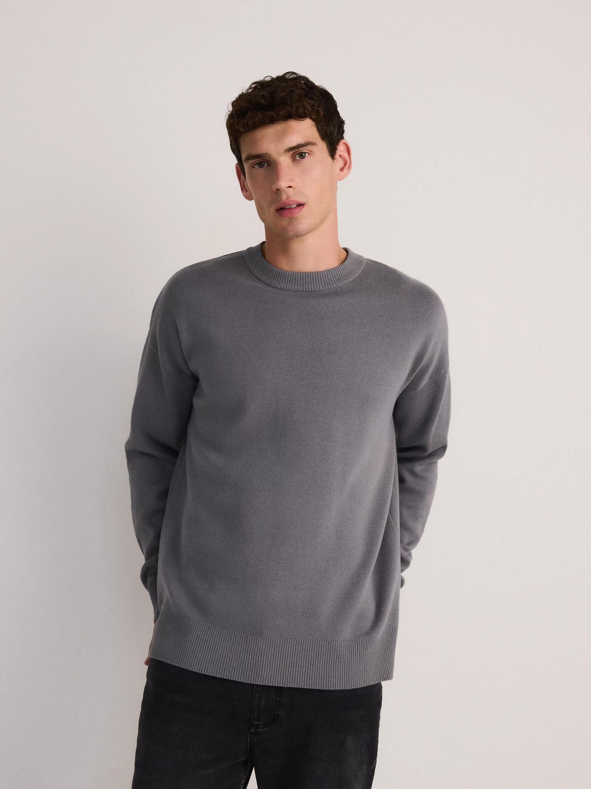 Grey Basic Monochromatic Sweater, , large image number 2