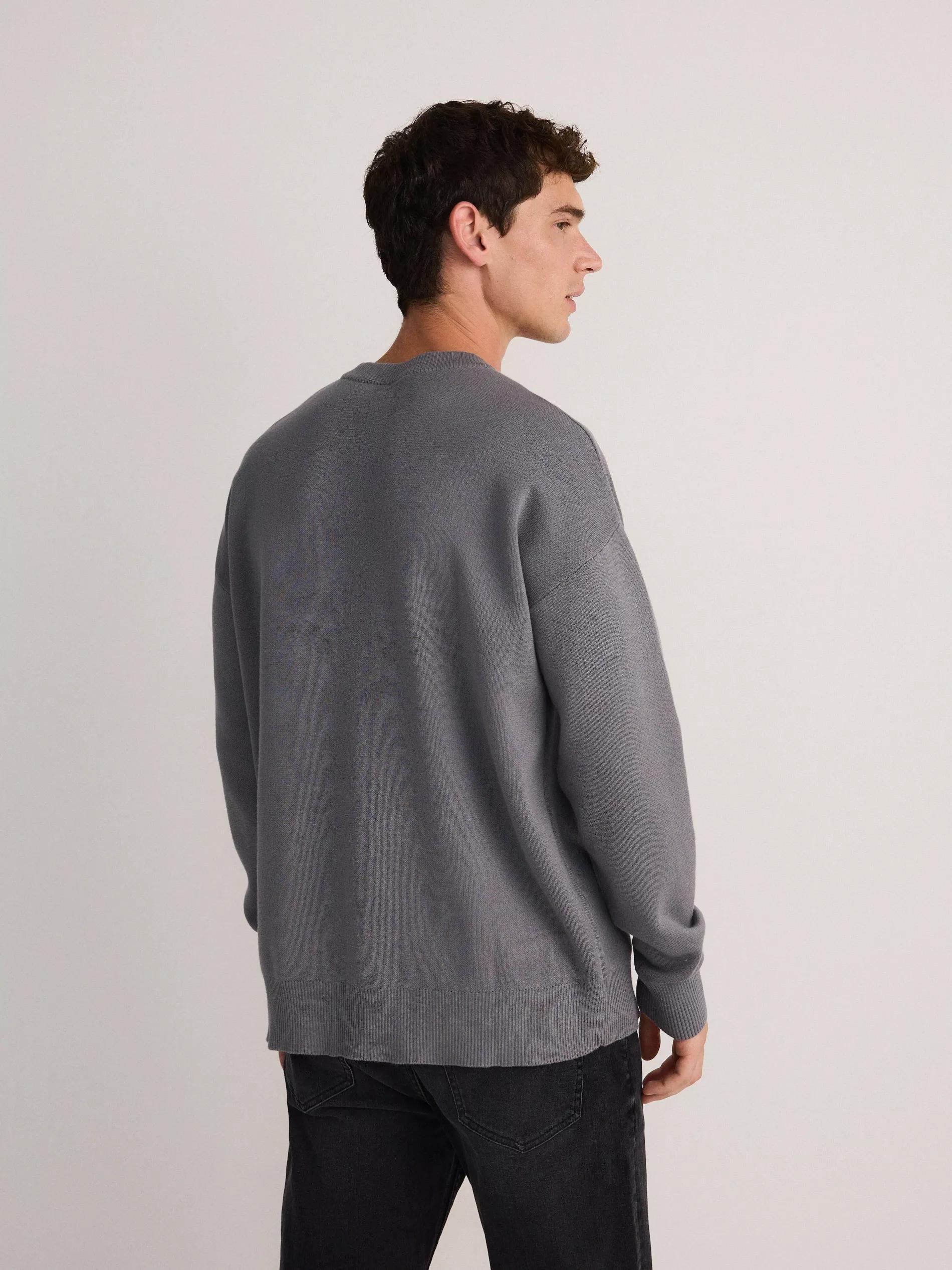 Grey Basic Monochromatic Sweater, , large image number 3