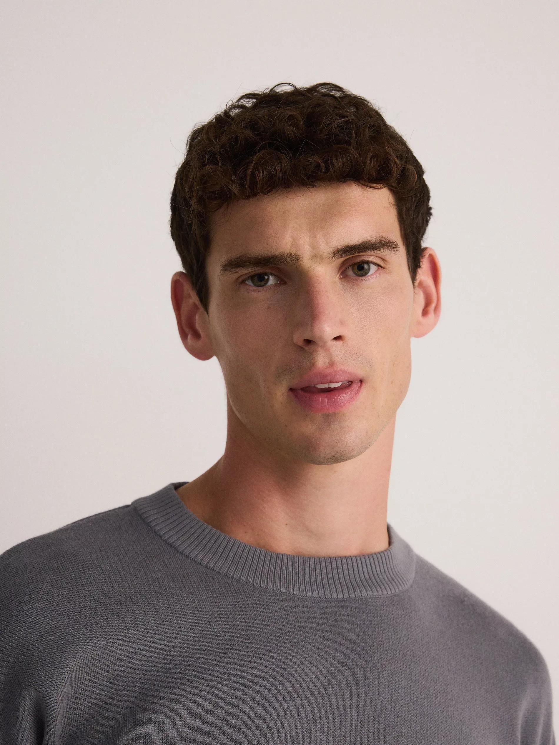 Grey Basic Monochromatic Sweater, , large image number 4
