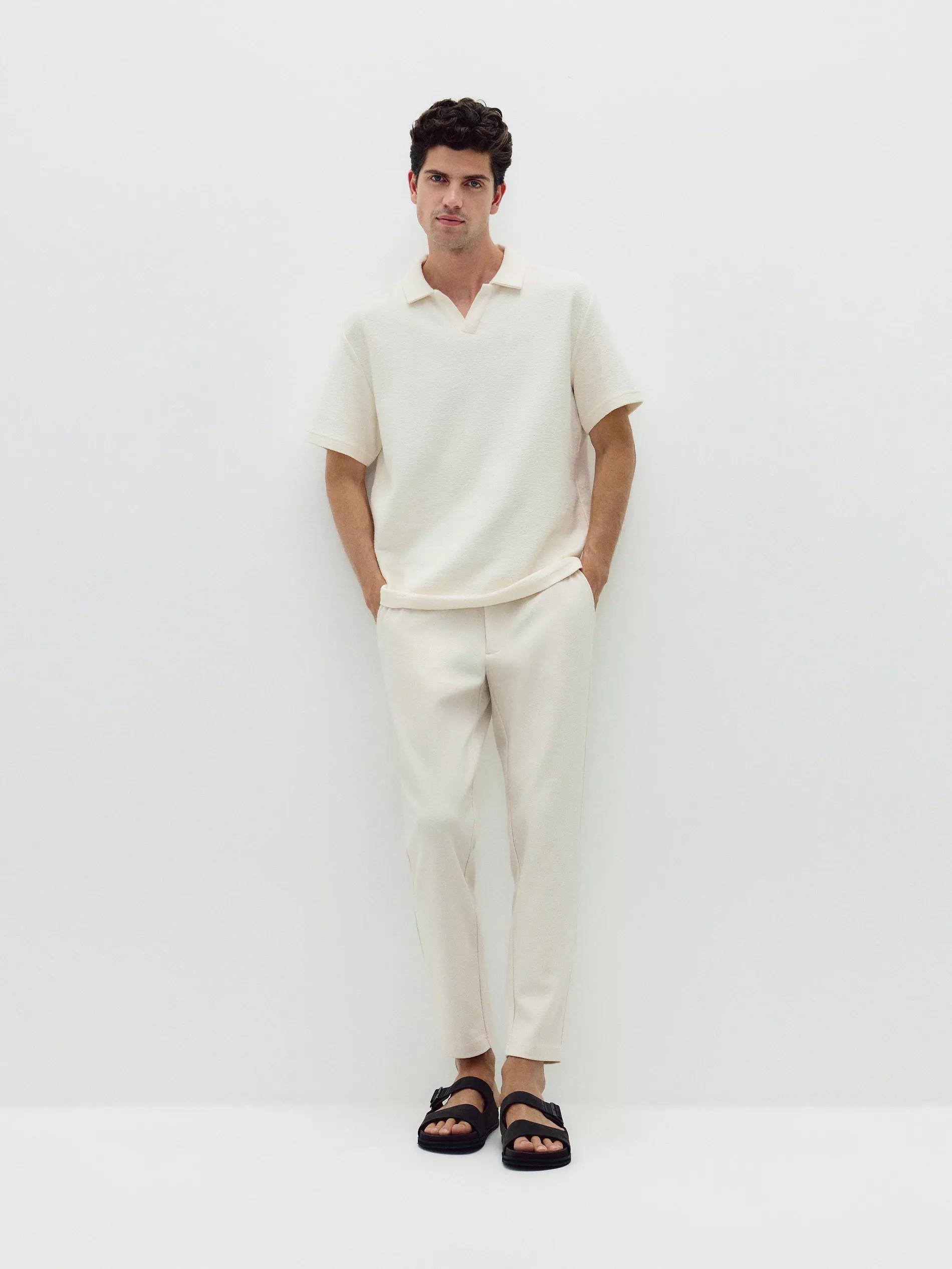 Cream Chino Slim Fit Trousers, , large image number 3
