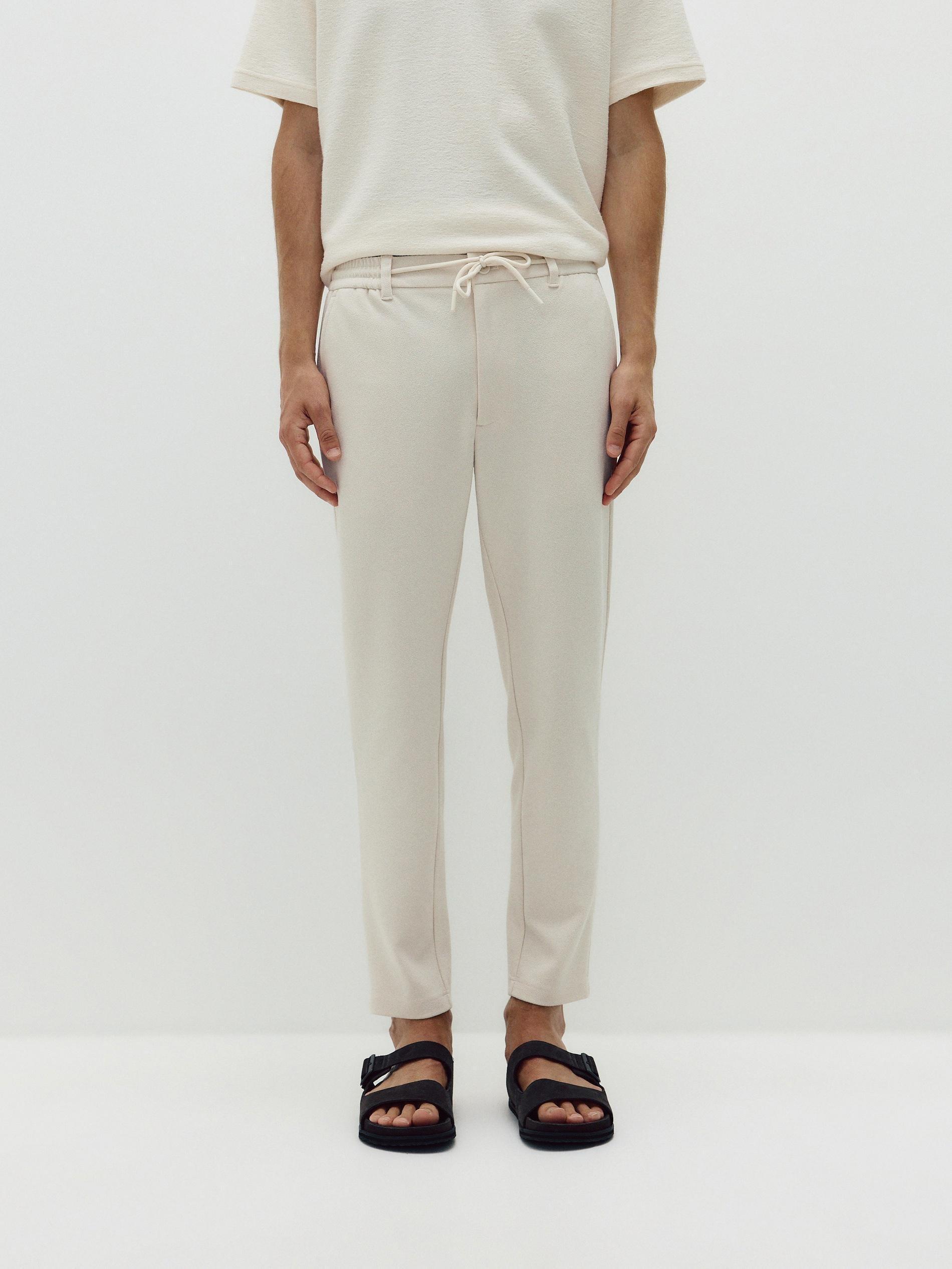 Cream Chino Slim Fit Trousers, , large image number 4