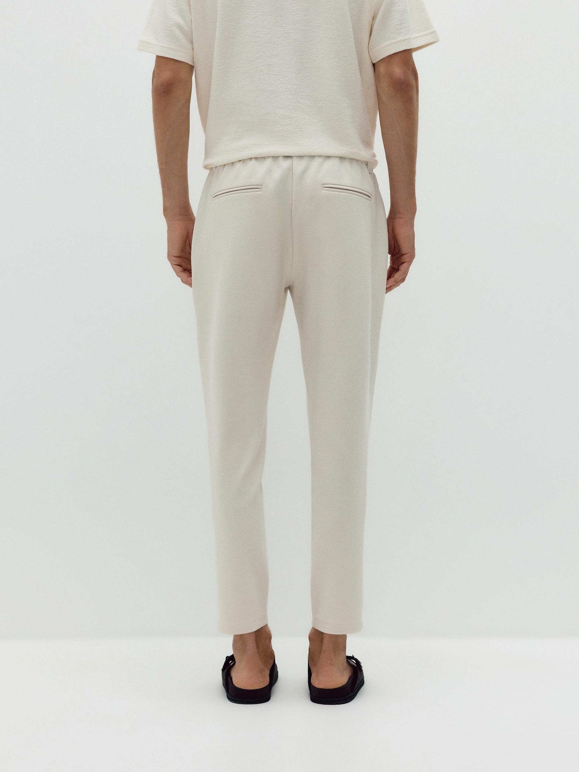 Cream Chino Slim Fit Trousers, , large image number 6