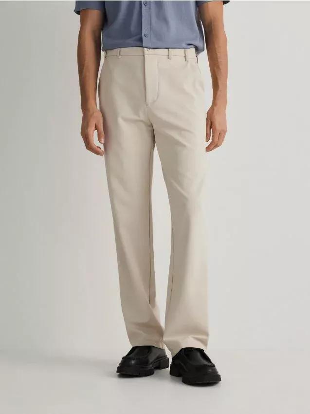 Beige Wide-Leg Jersey Trousers, , large image number 0