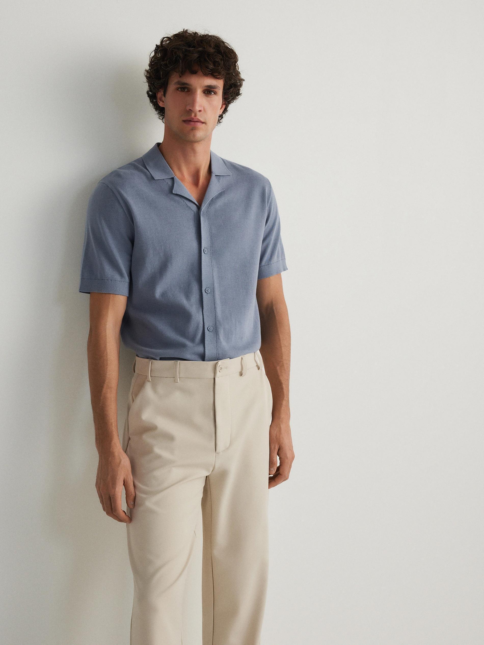 Beige Wide-Leg Jersey Trousers, , large image number 3