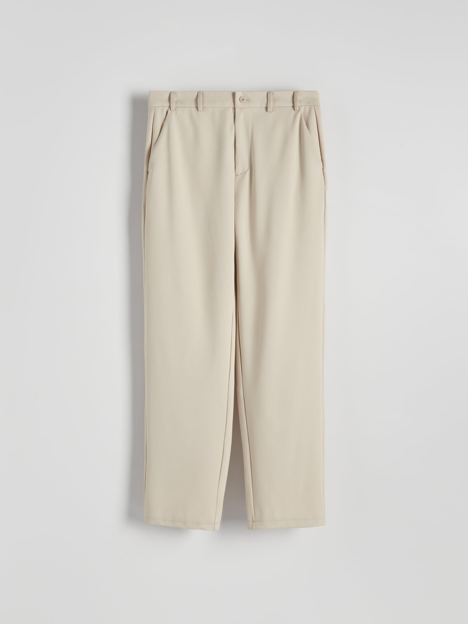 Beige Wide-Leg Jersey Trousers, , large image number 5