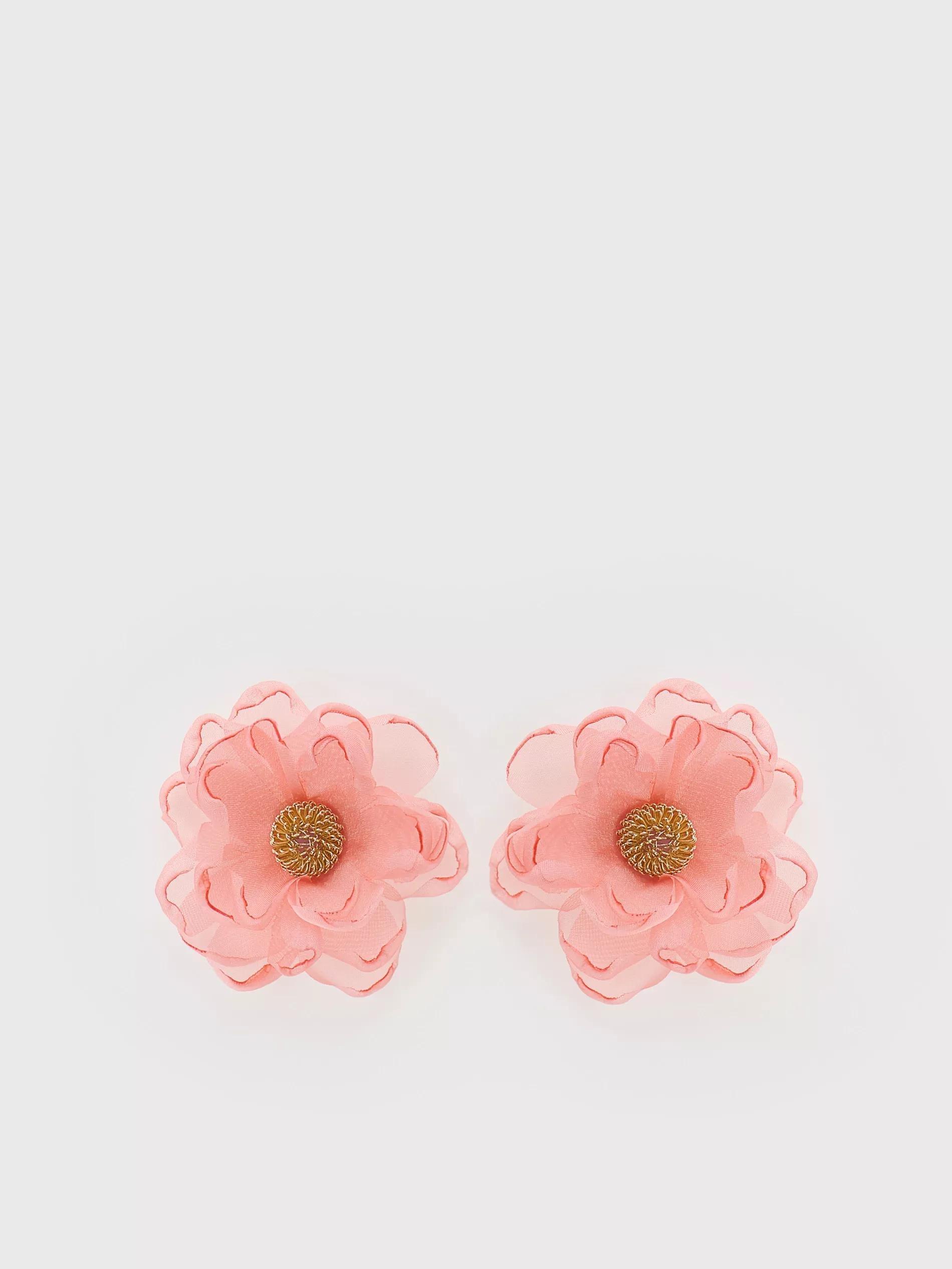 Pink Flower-Shaped Earrings, Pink, large image number 2