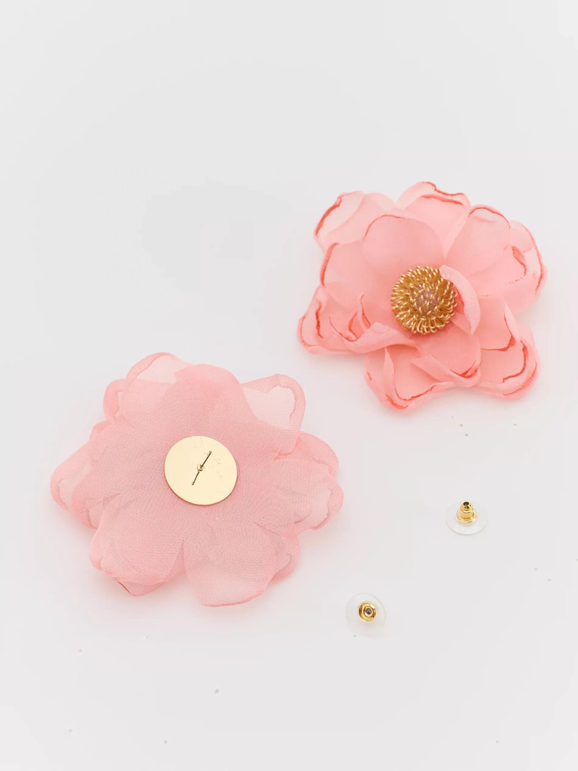 Pink Flower-Shaped Earrings, Pink, large image number 3