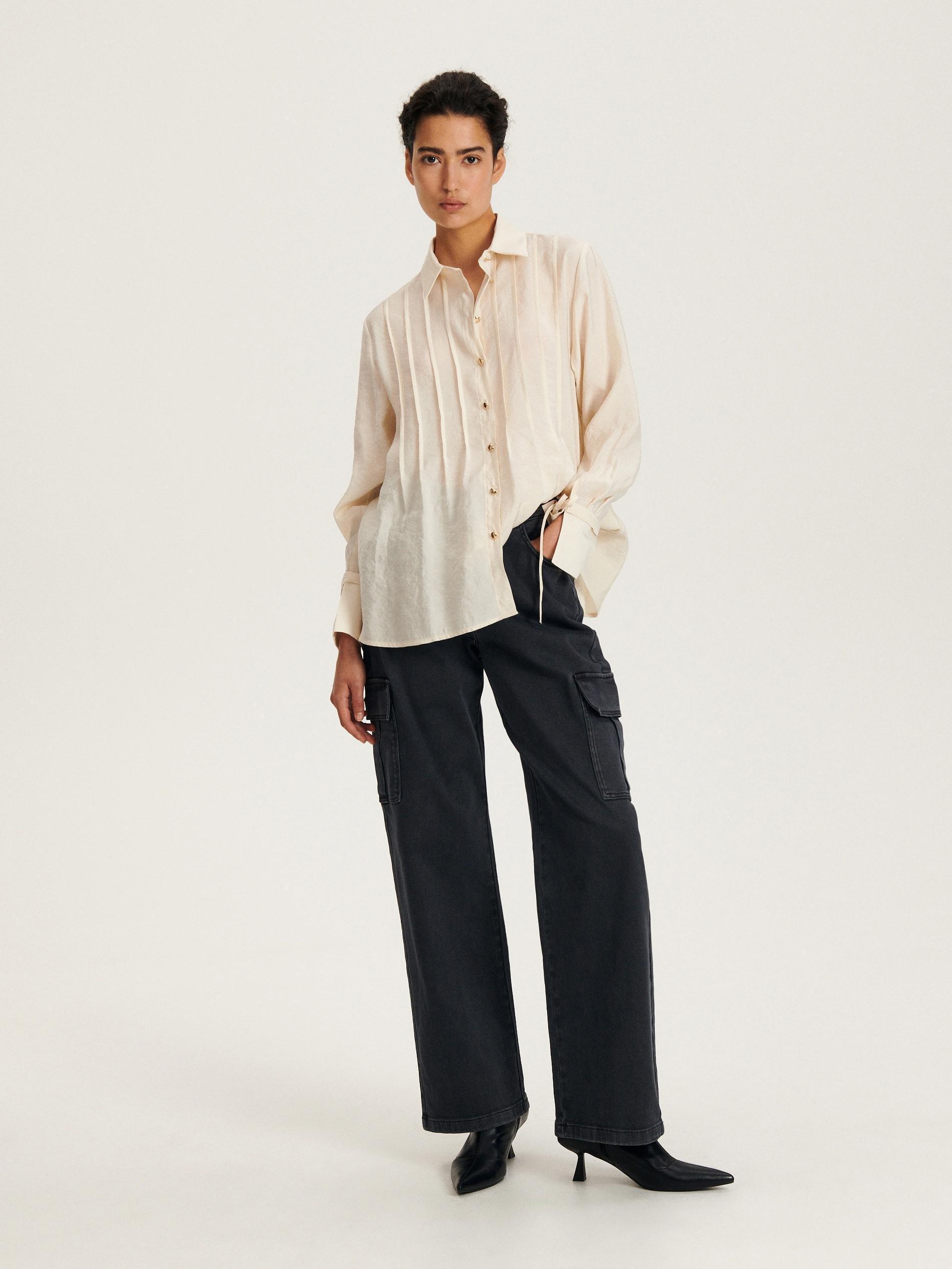 Cream Classic Collar Shirt, , large image number 0