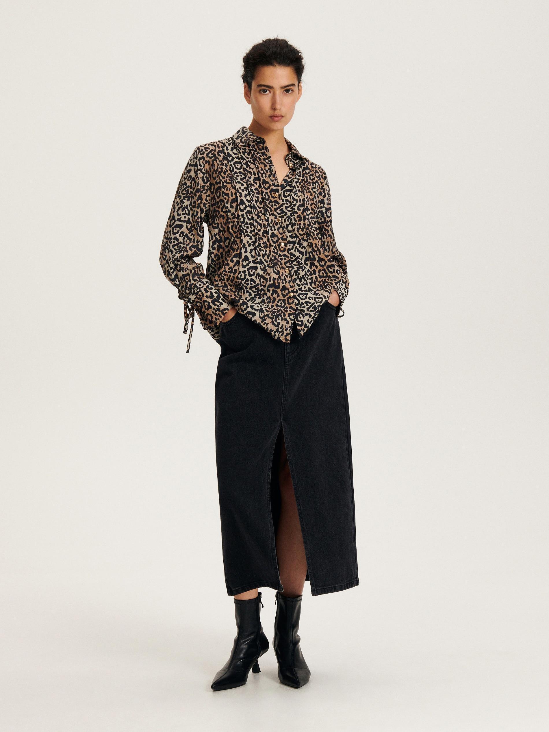 Beige Animal Pattern Shirt, , large image number 0