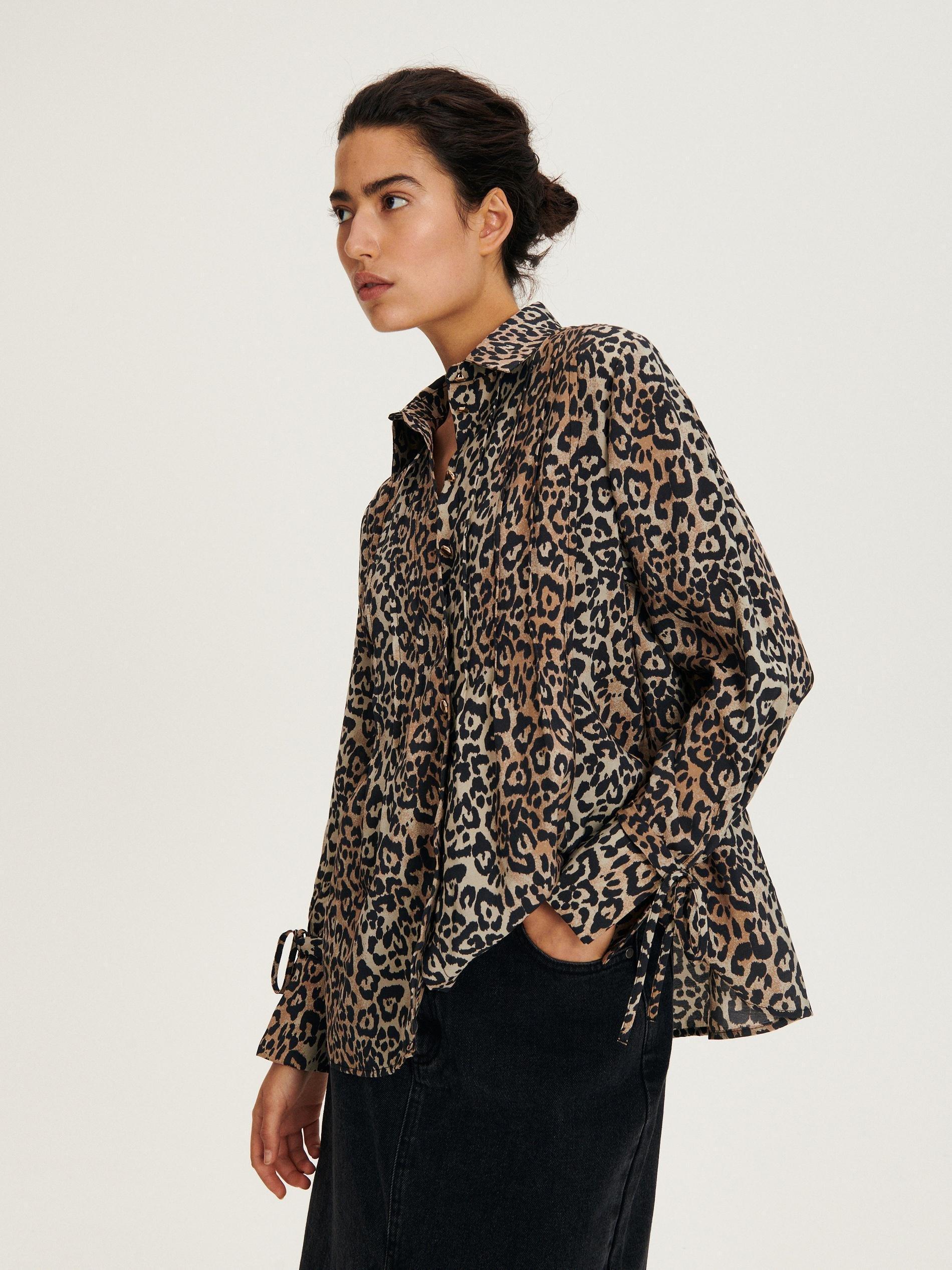 Beige Animal Pattern Shirt, , large image number 1