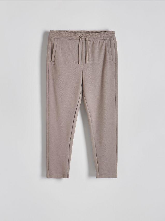 Beige Tie-Detailed Joggers, , large image number 0