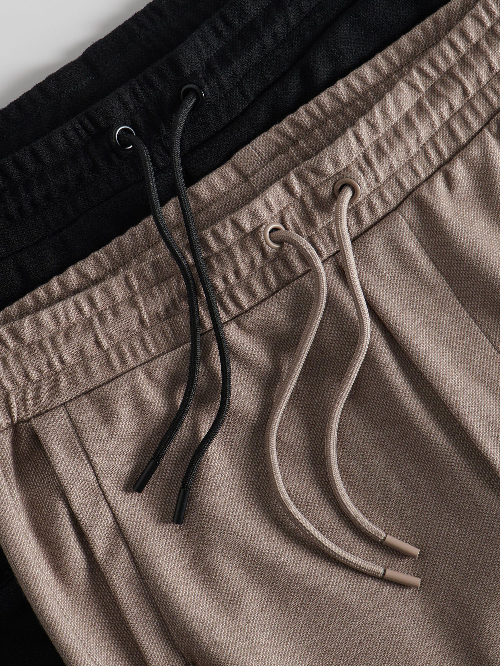 Beige Tie-Detailed Joggers, , large image number 3