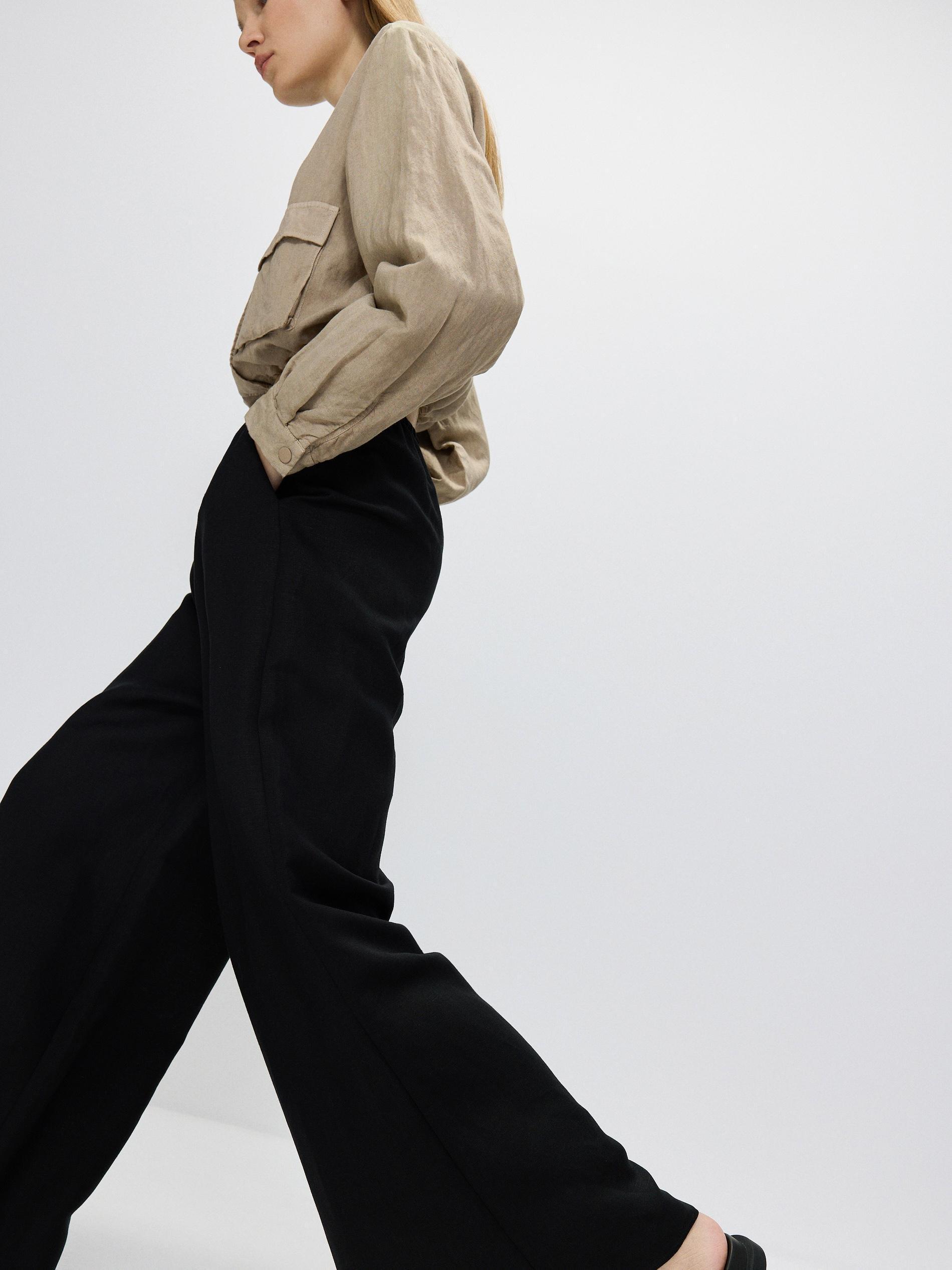 BLACK Linen rich trousers, , large image number 1