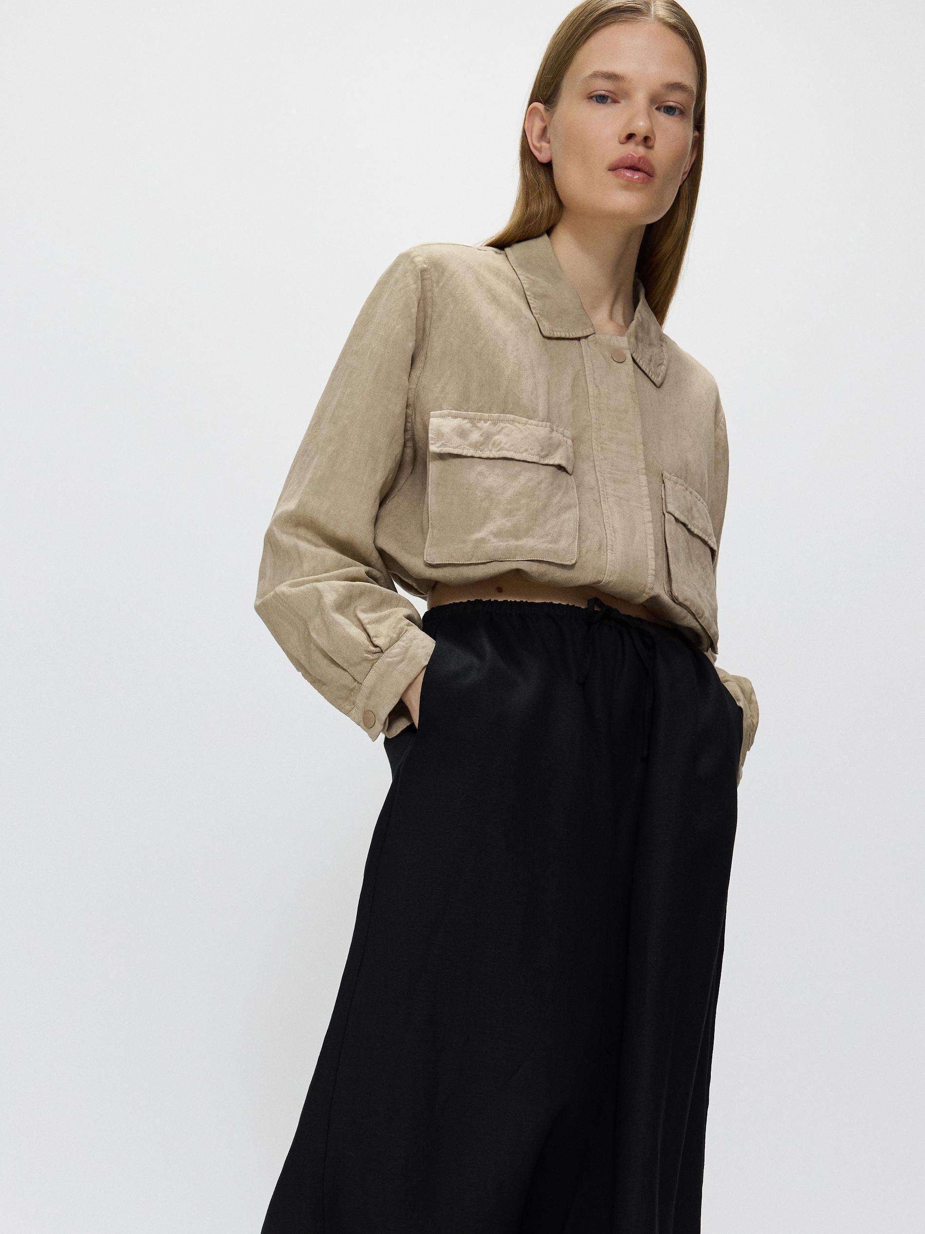 BLACK Linen rich trousers, , large image number 3
