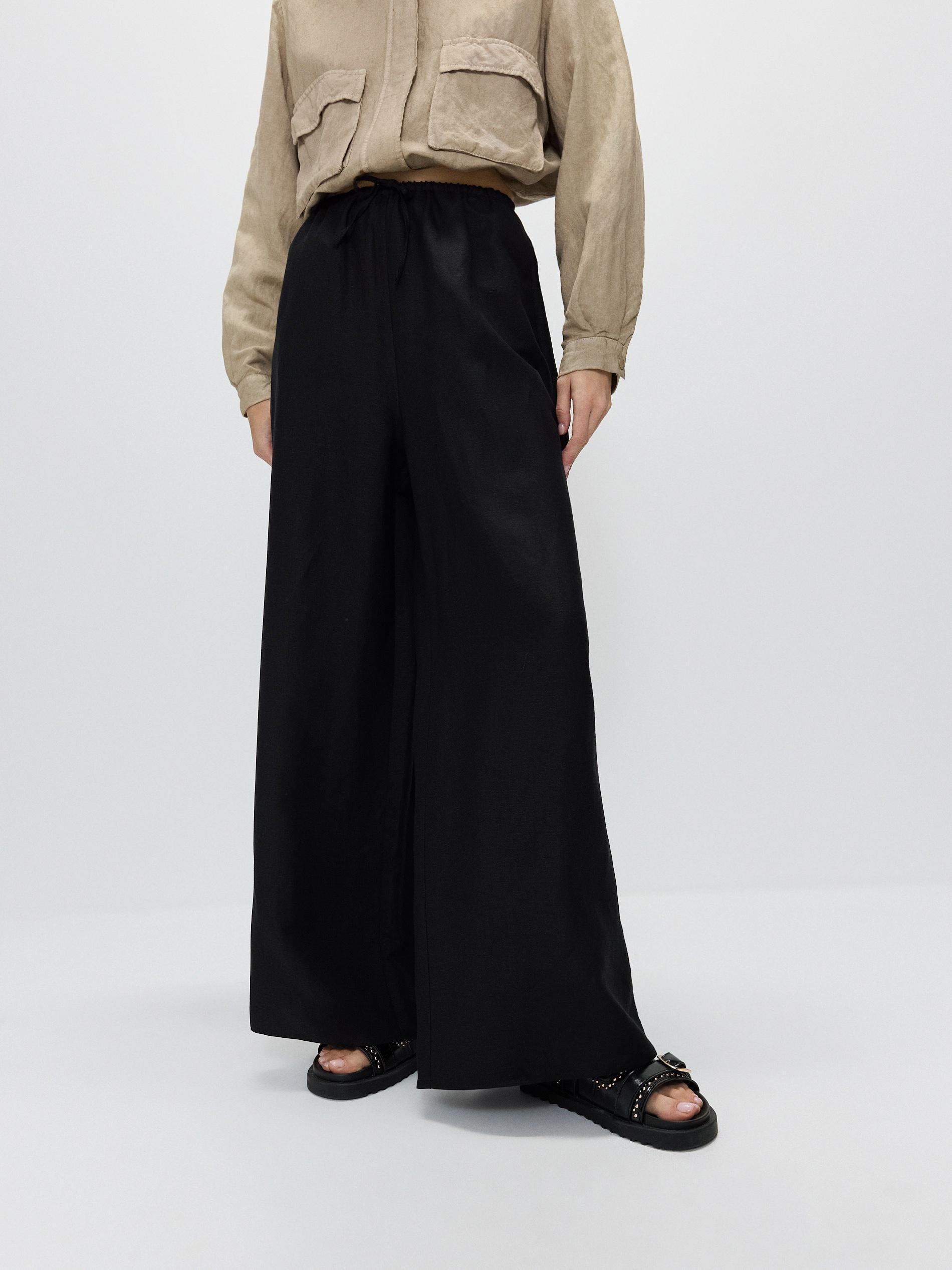 BLACK Linen rich trousers, , large image number 4