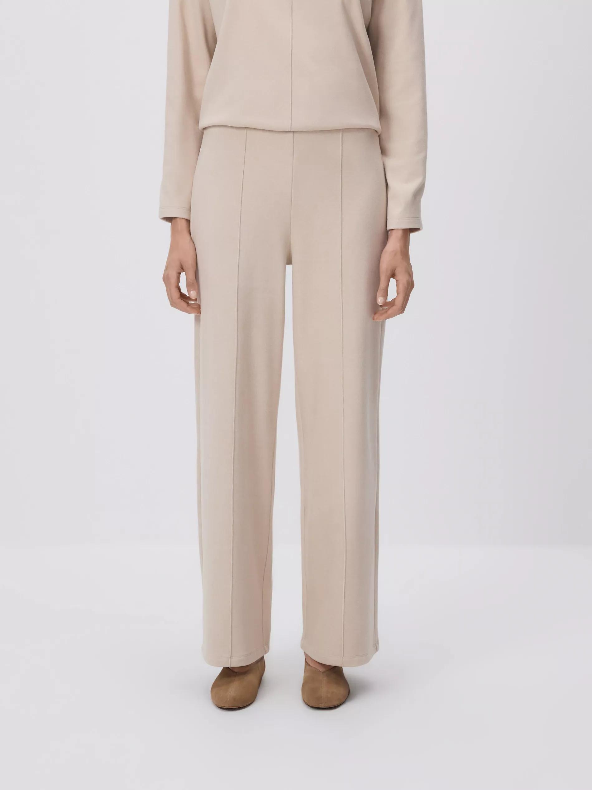 Beige Trousers With Stitching Details, Ivory, large image number 1